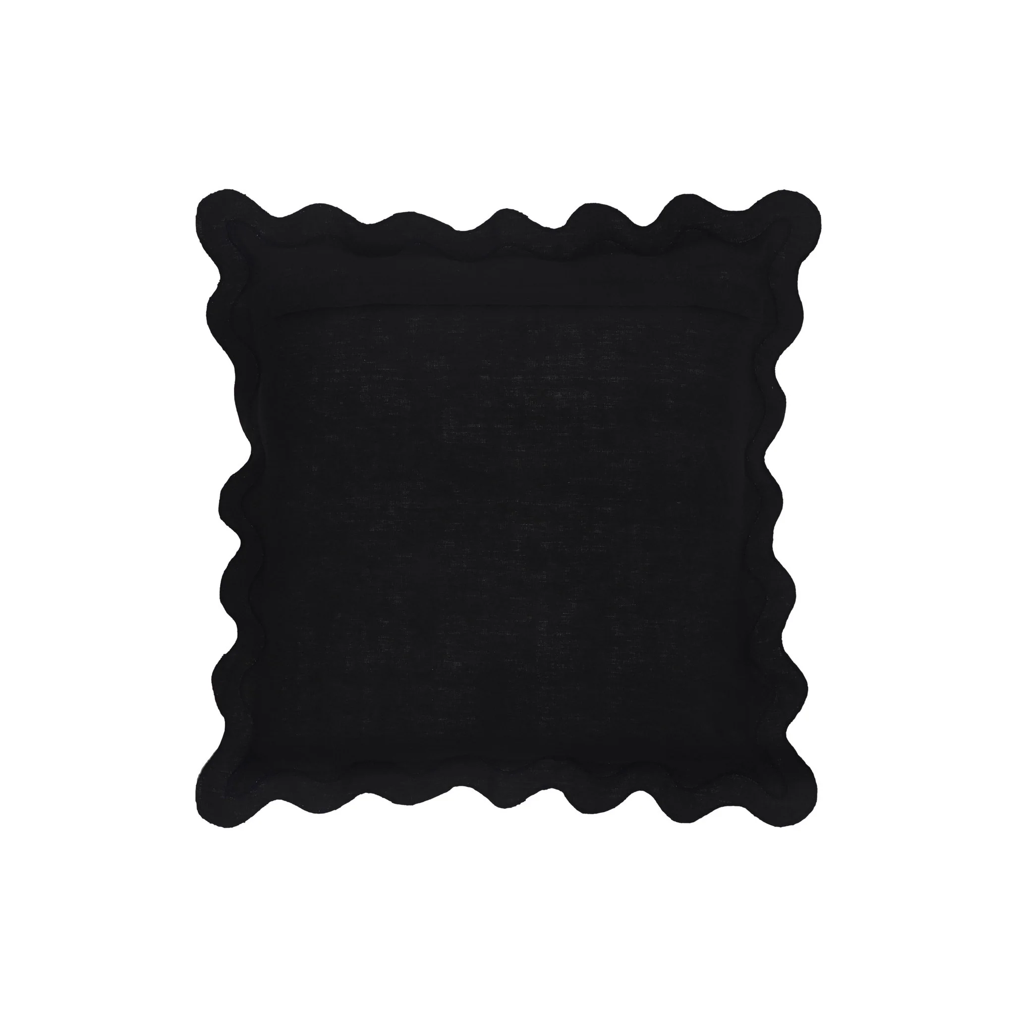 Scalloped Edge Black and White Cotton Velvet Throw Pillow - Image 9
