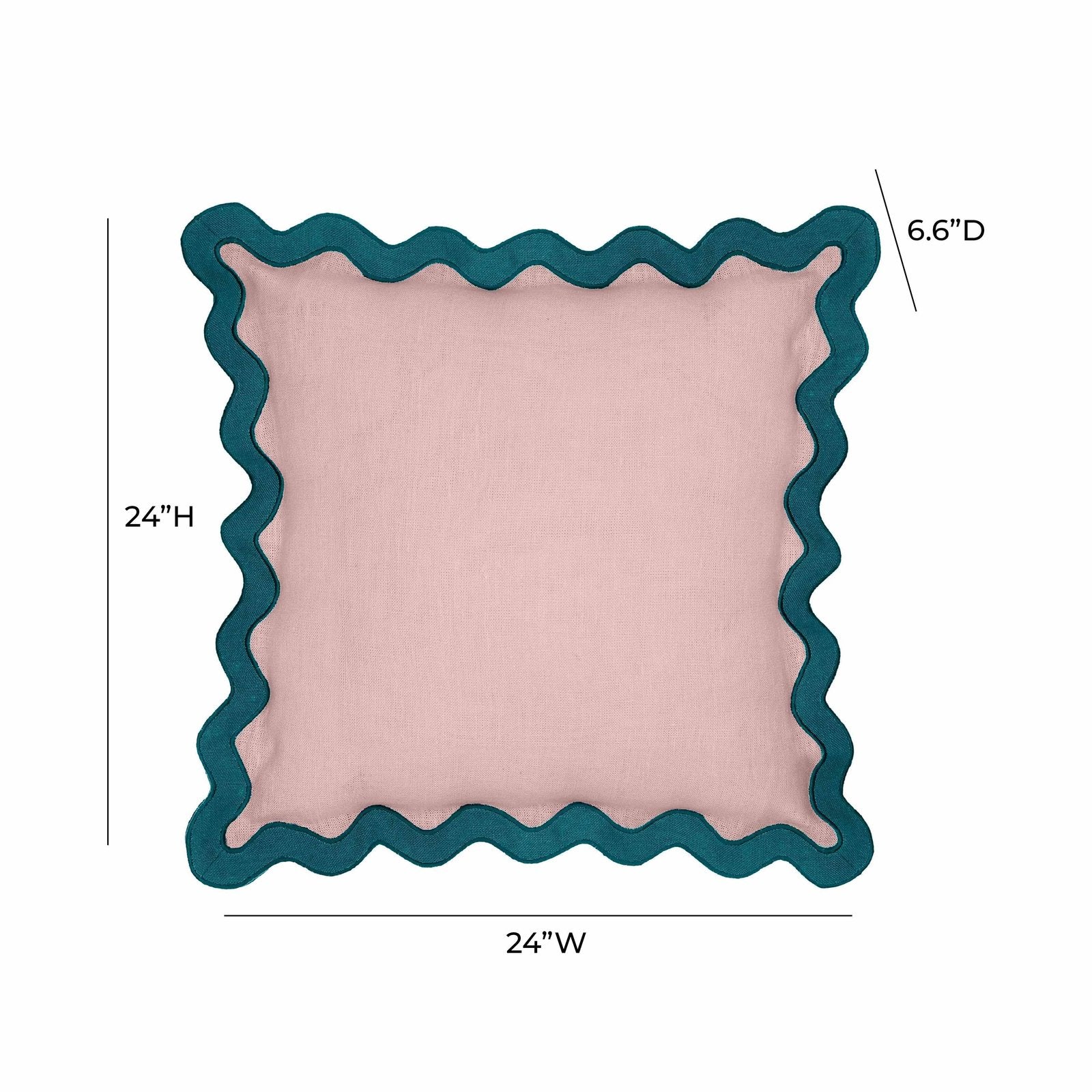 Scalloped Edge Blue and Pink Linen Throw Pillow - Image 11