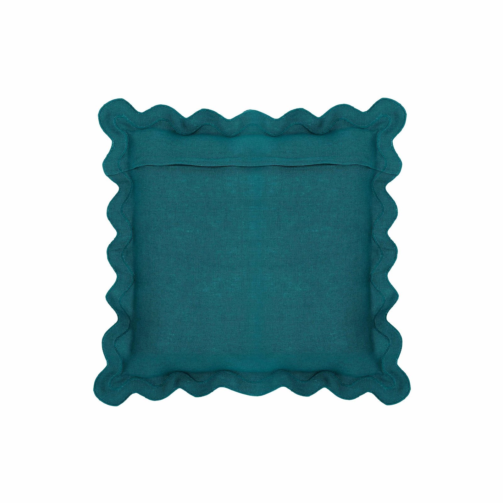 Scalloped Edge Blue and Pink Linen Throw Pillow - Image 9