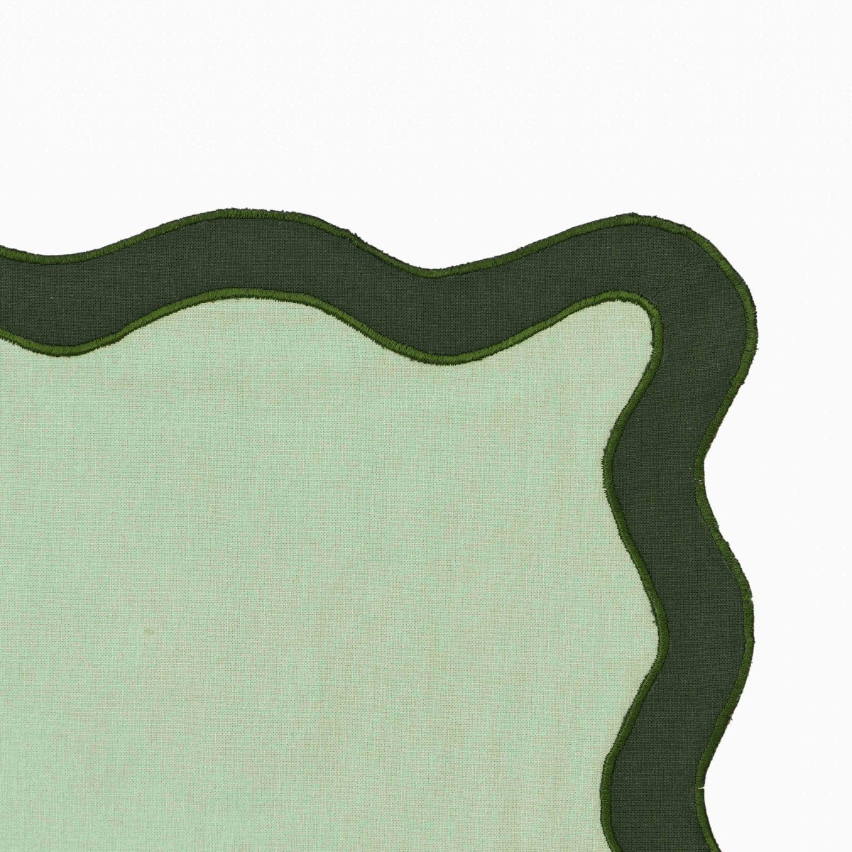 Scalloped Edge Olive Green Cotton Placemat - Set of 4 - Image 3