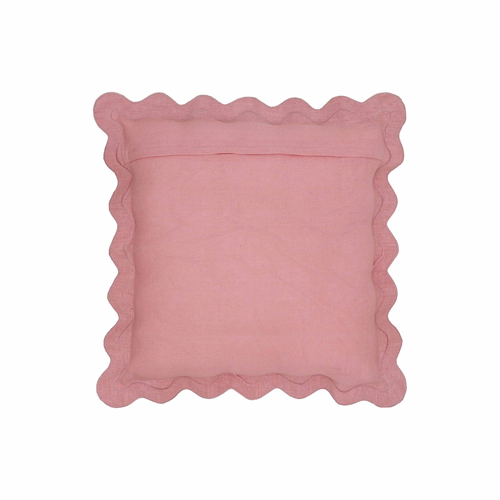 Scalloped Edge Pink and Terracotta Linen Throw Pillow - Image 9