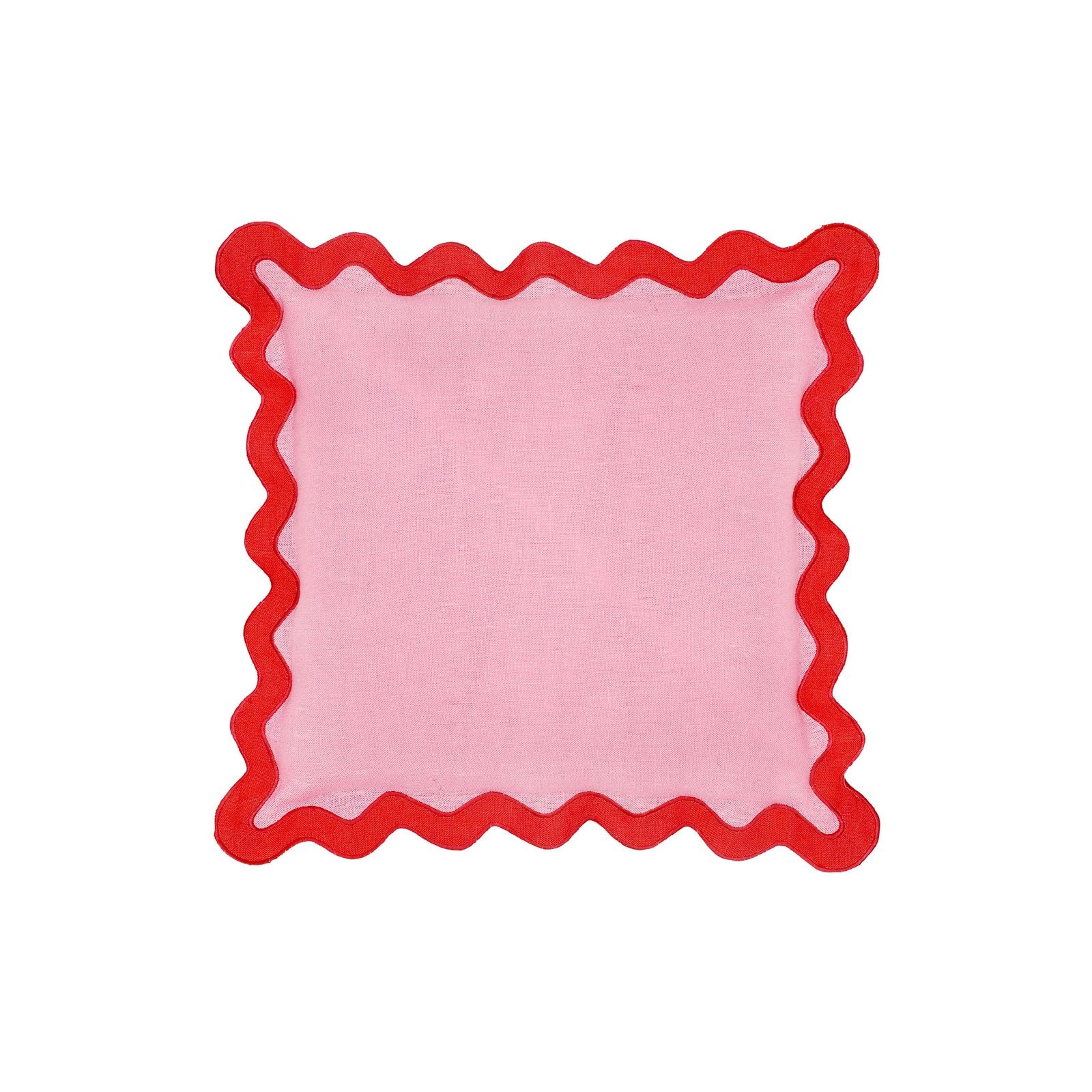 Scalloped Edge Rust and Pink Linen Throw Pillow - Image 6