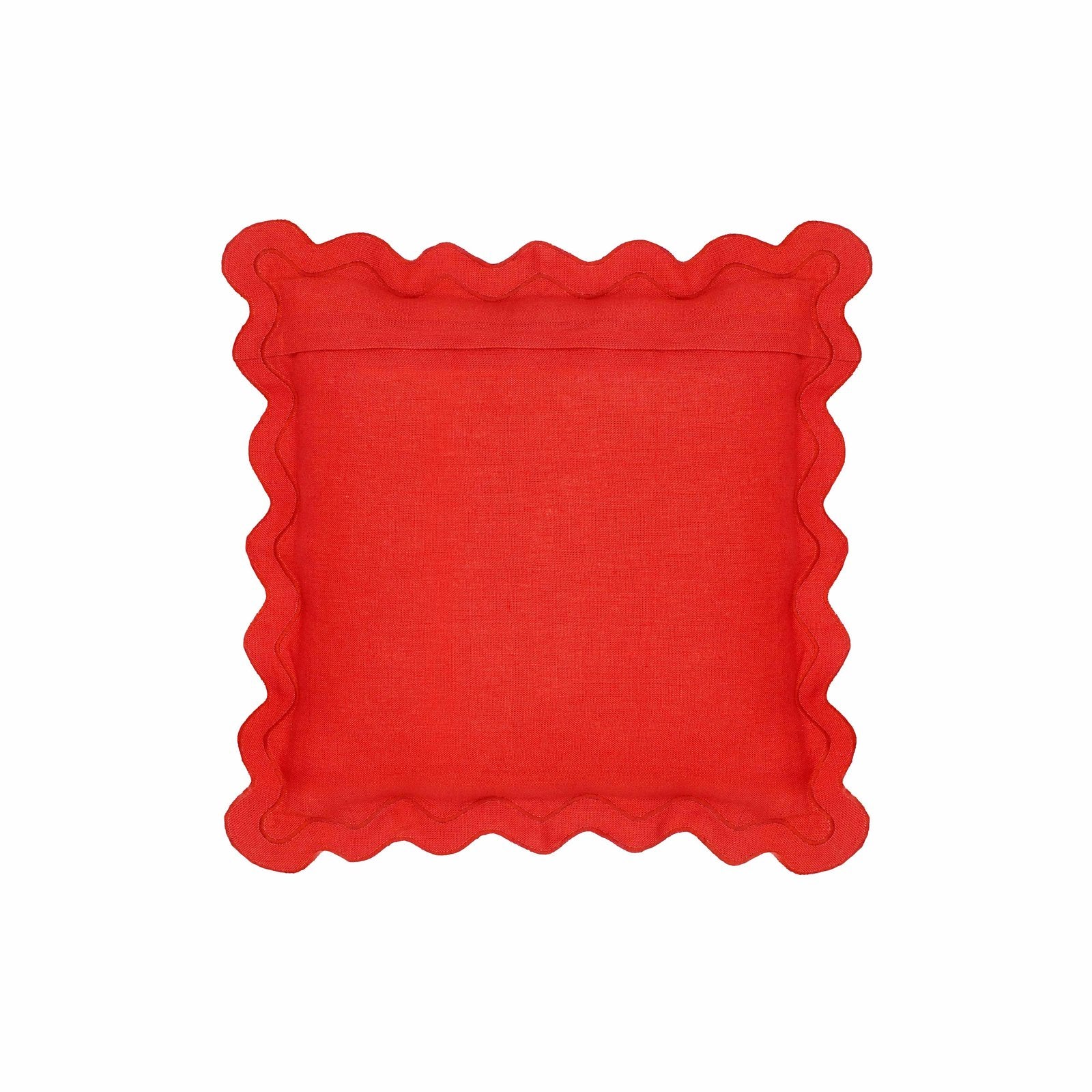 Scalloped Edge Rust and Pink Linen Throw Pillow - Image 9