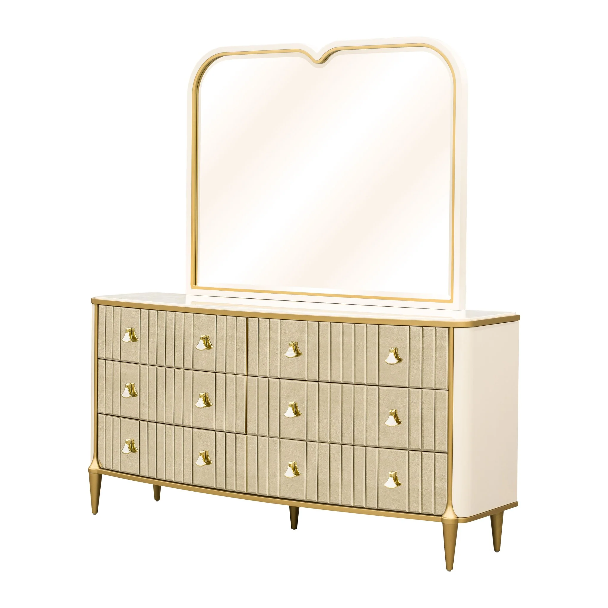 Scotts Square Dresser with Mirror - Light Champagne - Image 2