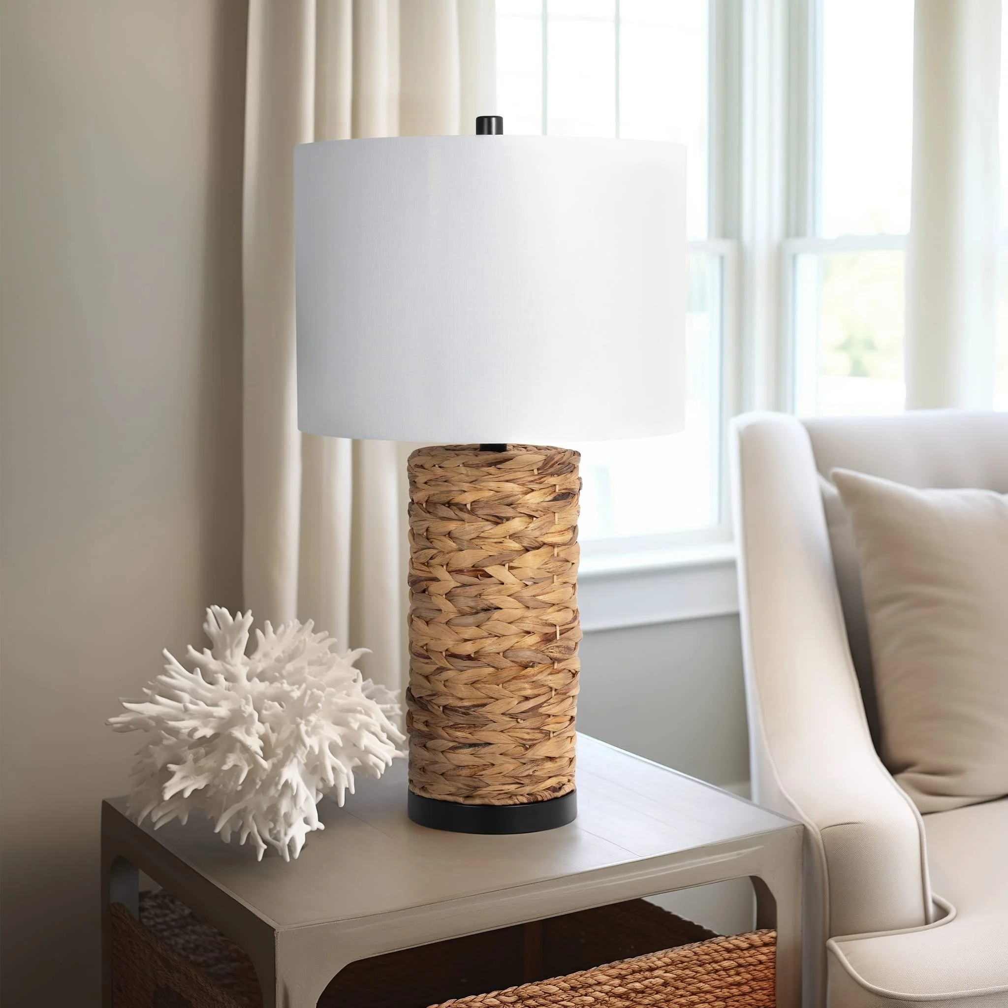 Seagrass 26" Pillar Table Lamp, Natural - Image 11