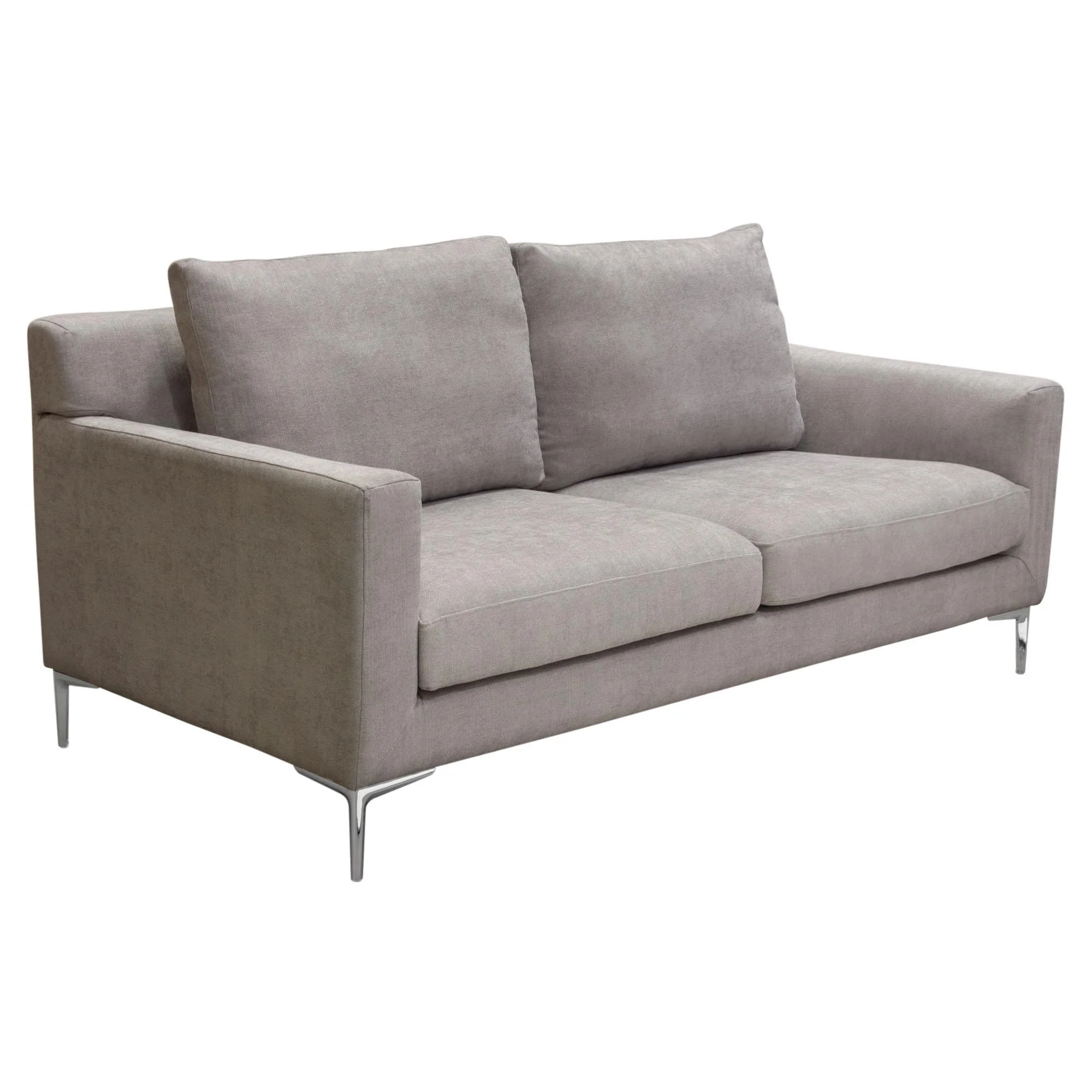Seattle Loose Back Loveseat in Grey Polyester Fabric w/ Polished Silver Metal Leg by Diamond Sofa - Image 6