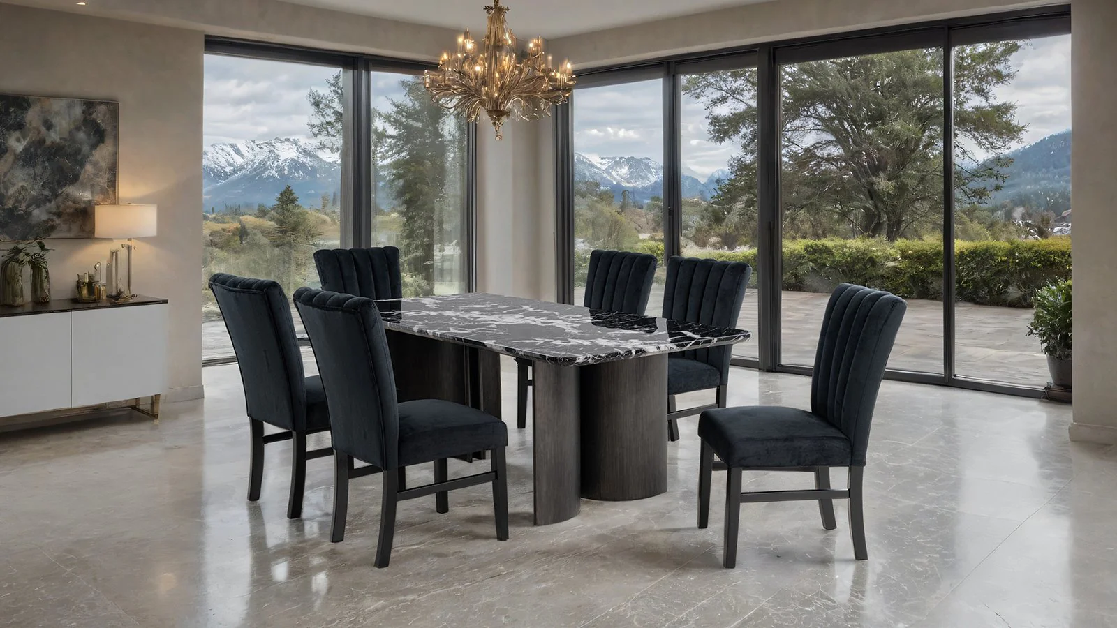 Selsey Dining Table (Black Stone Top) - Image 2