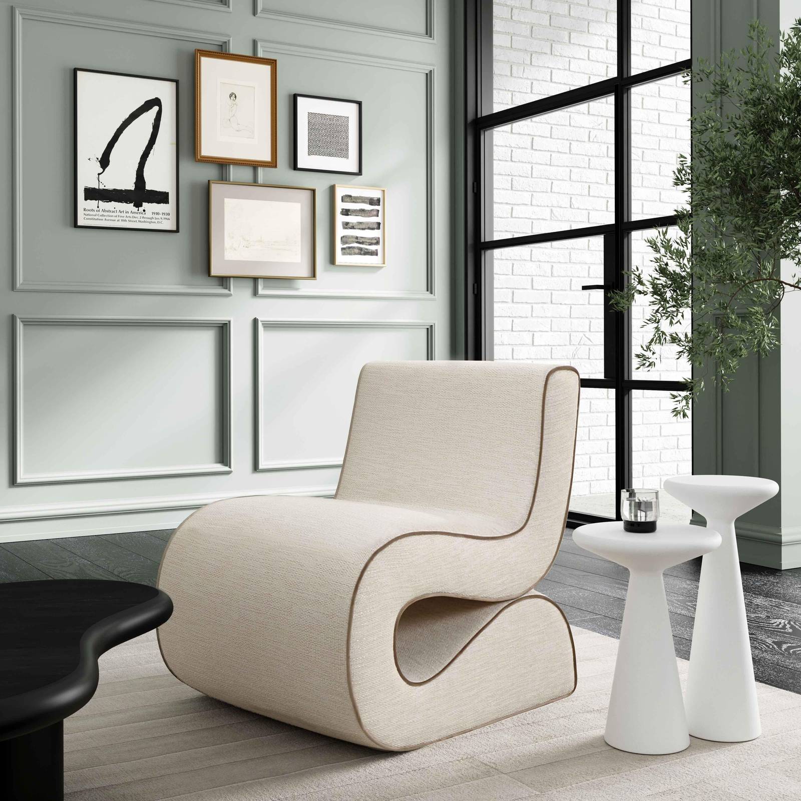 Senna Cream Basketweave Accent Chair - Image 2