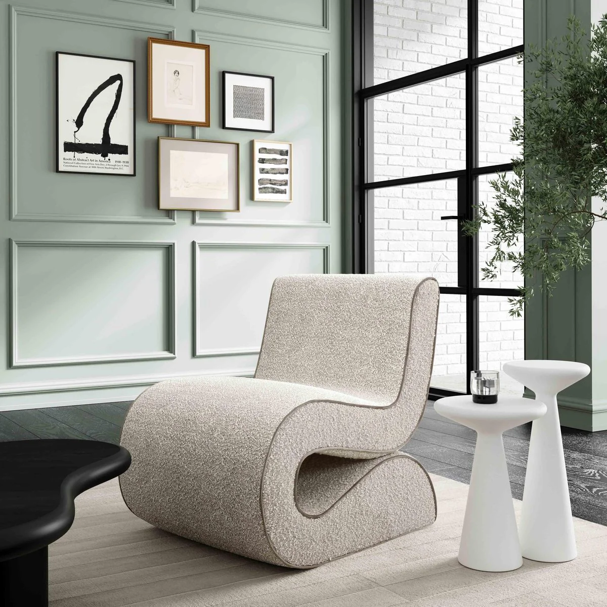 Senna Speckled Grey Boucle Accent Chair - Image 2
