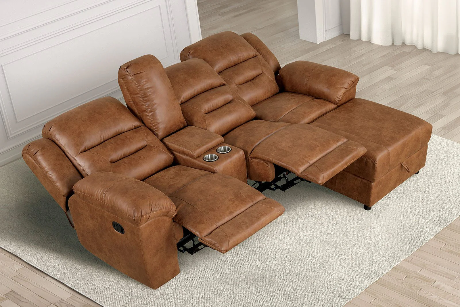 Septimus Sectional, Saddle Brown - Image 2