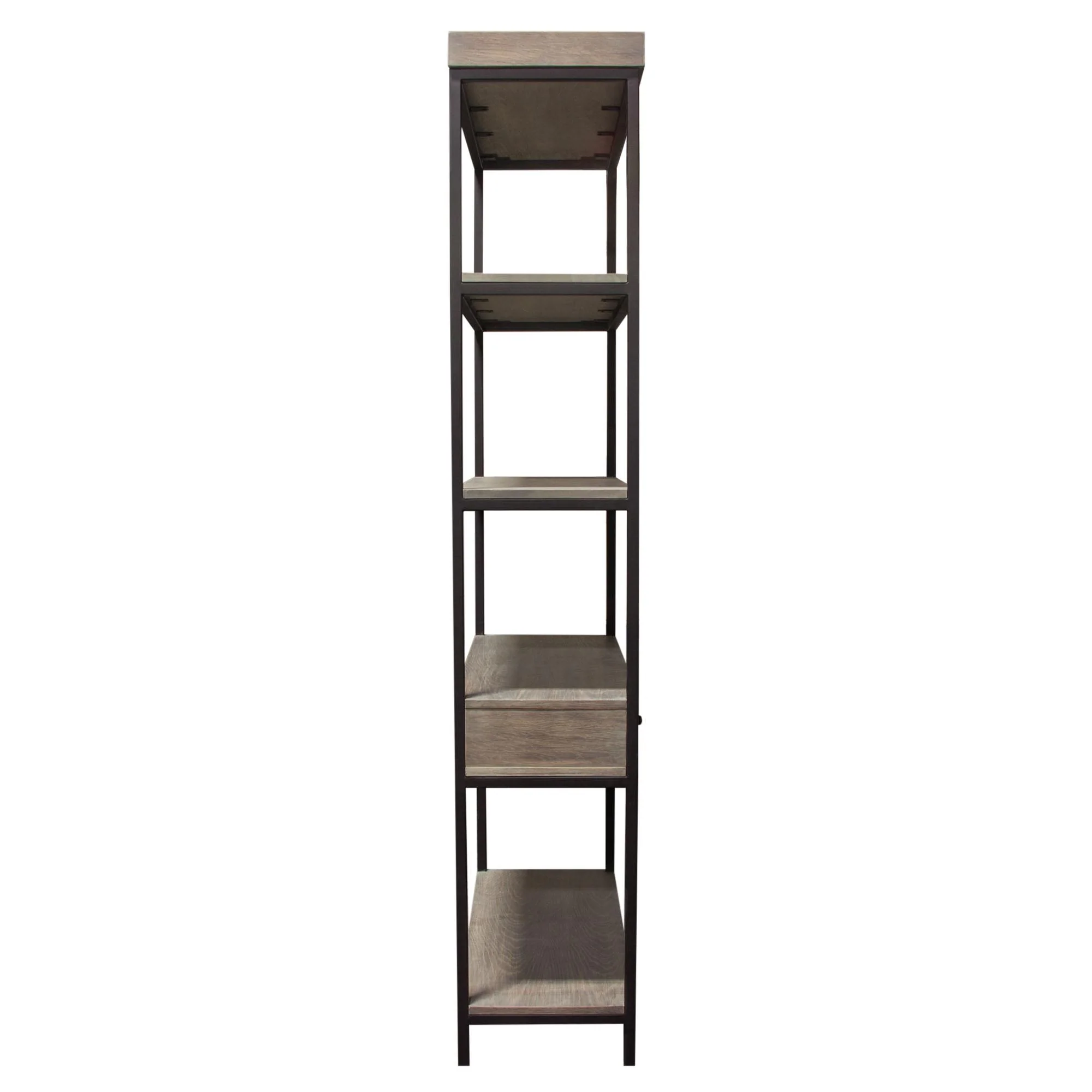 Sequoia 87" 2-Drawered Shelf Unit in Grey Oak Finish with Iron Frame by Diamond Sofa - Image 7