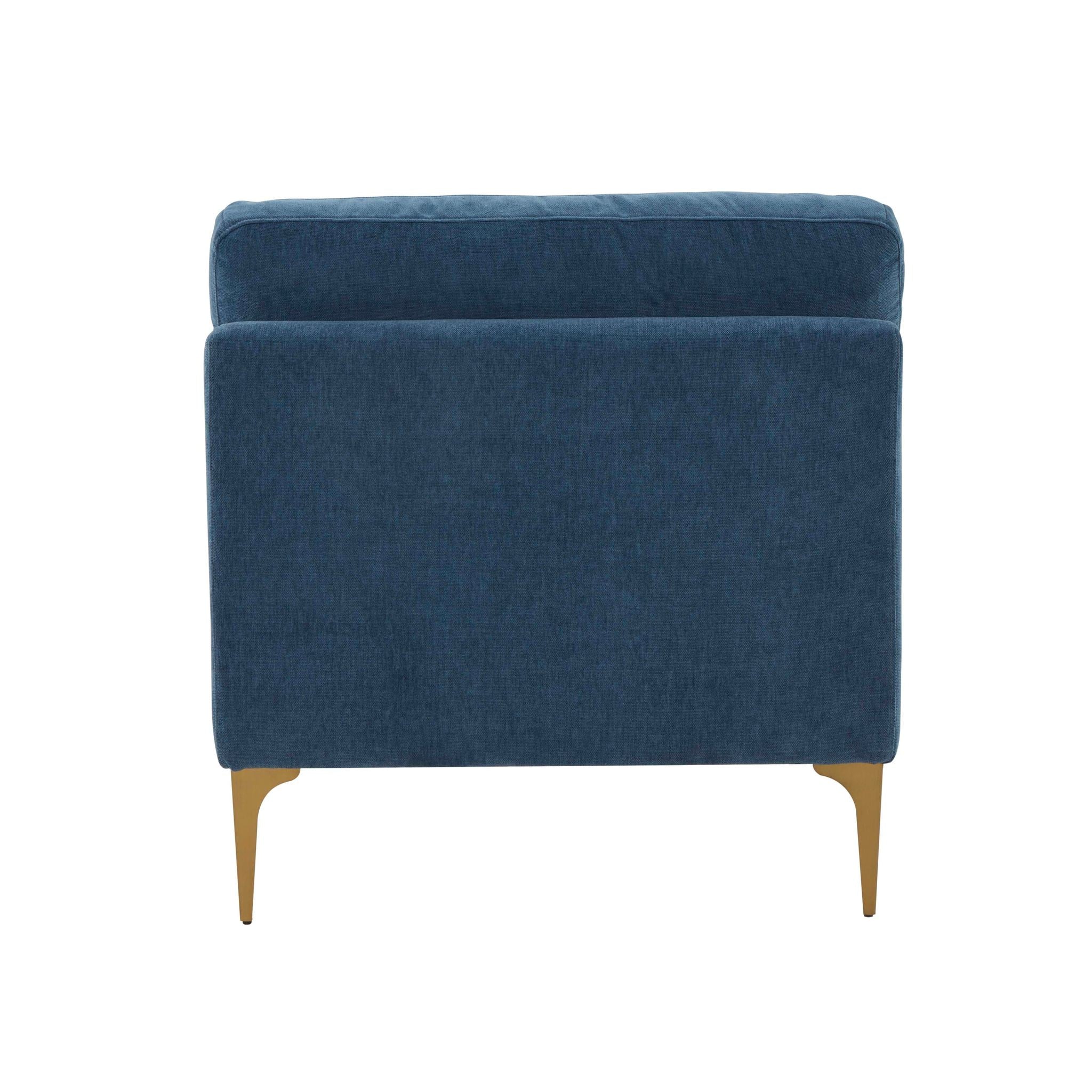 Serena Blue Velvet Armless Chair - Image 3
