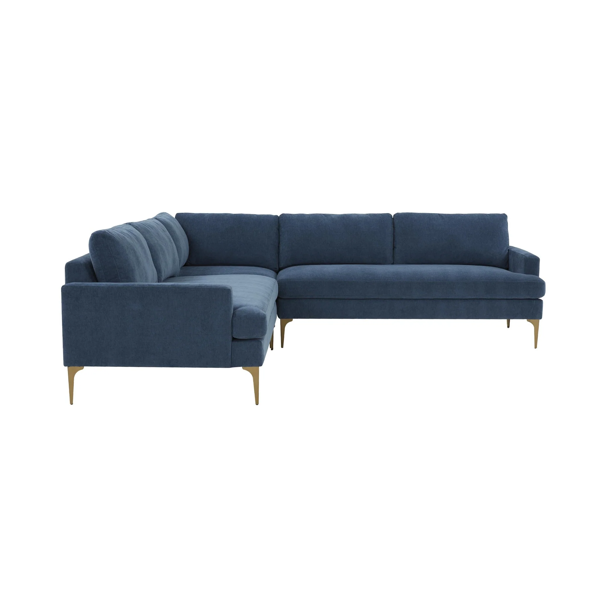 Serena Blue Velvet L-Sectional - Image 4