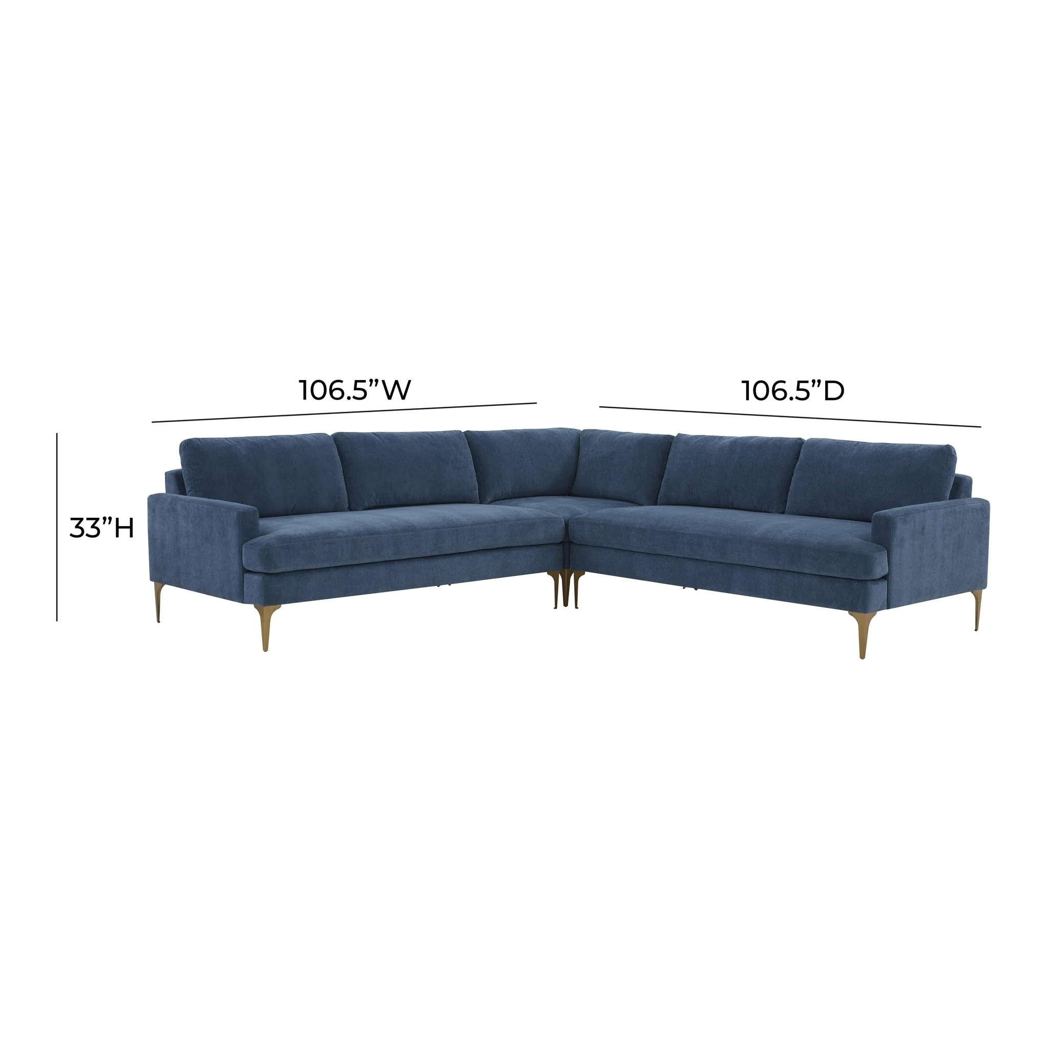 Serena Blue Velvet L-Sectional - Image 6