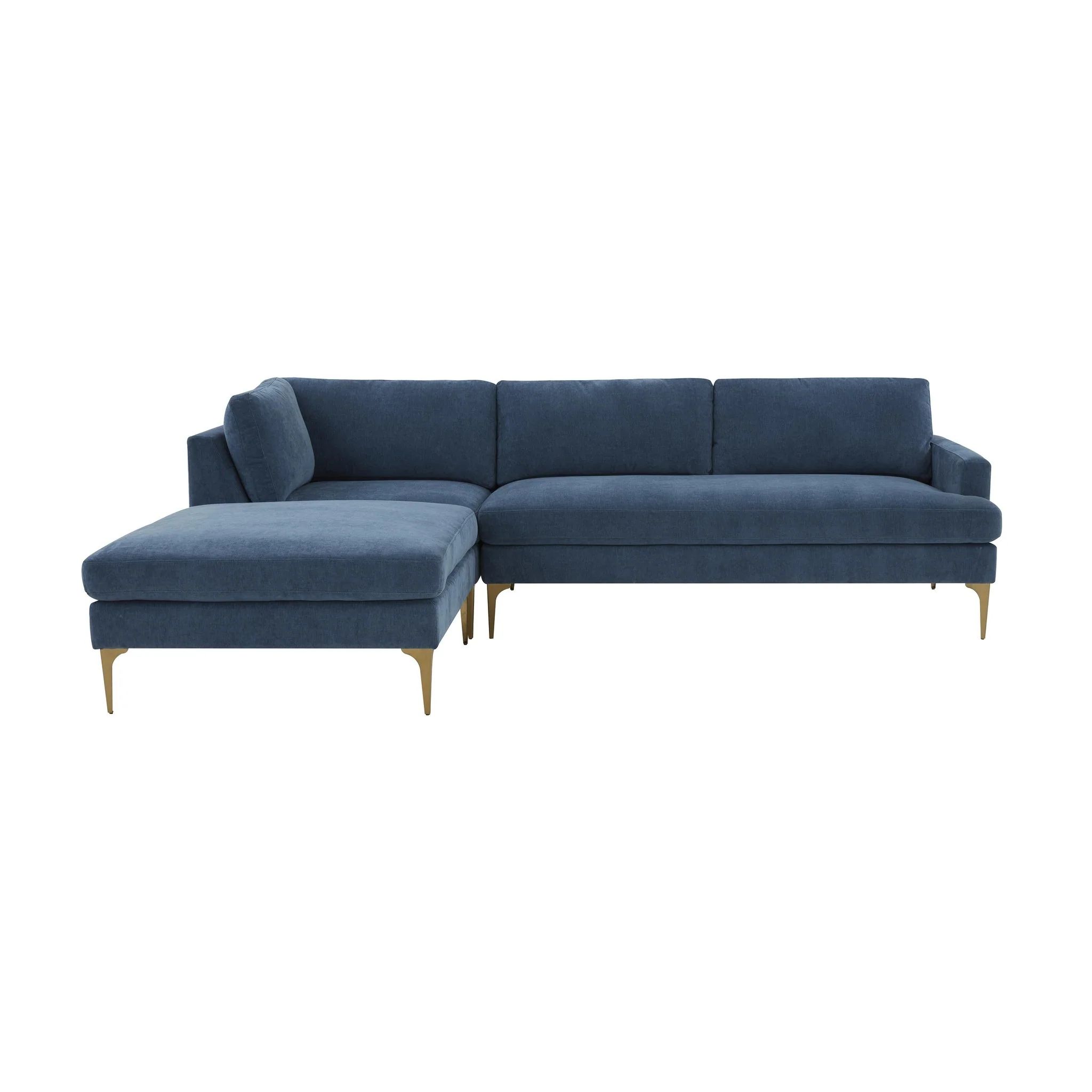 Serena Blue Velvet LAF Chaise Sectional - Image 3