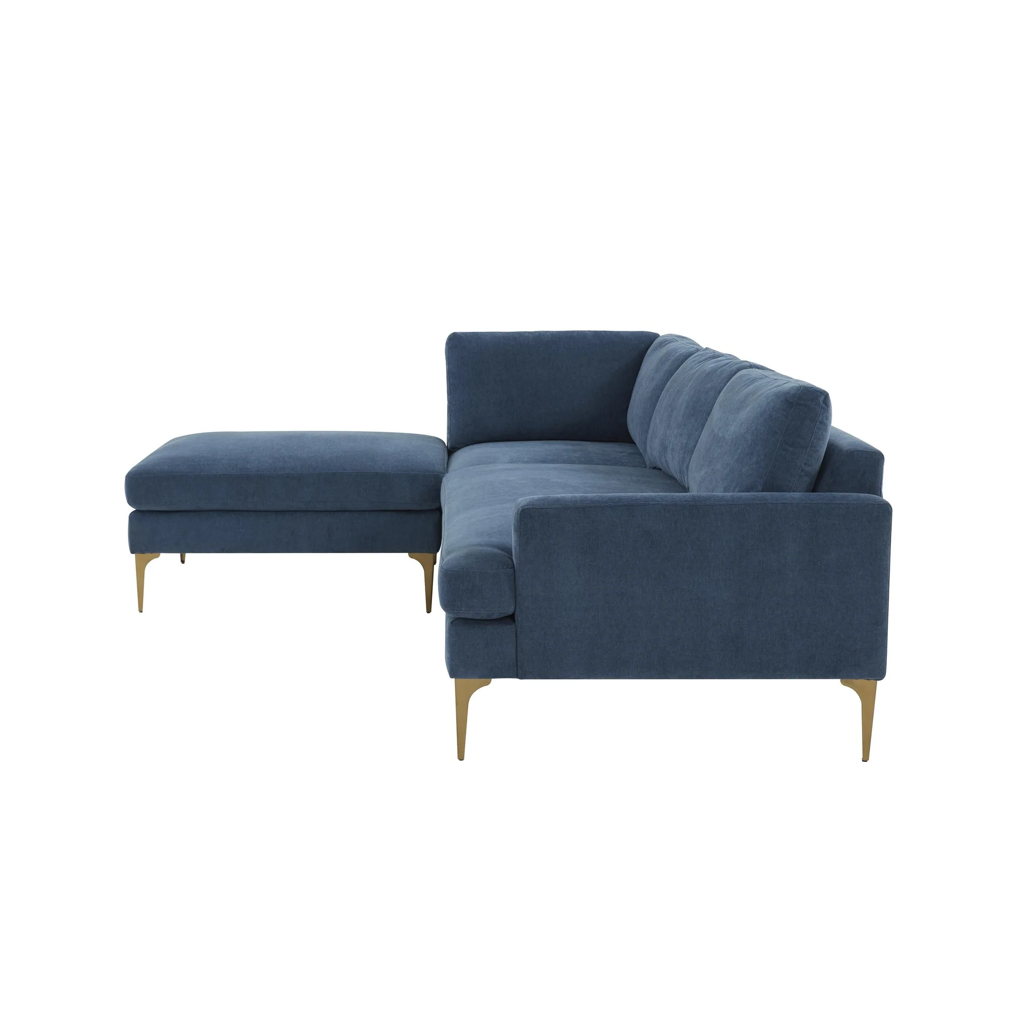 Serena Blue Velvet LAF Chaise Sectional - Image 4