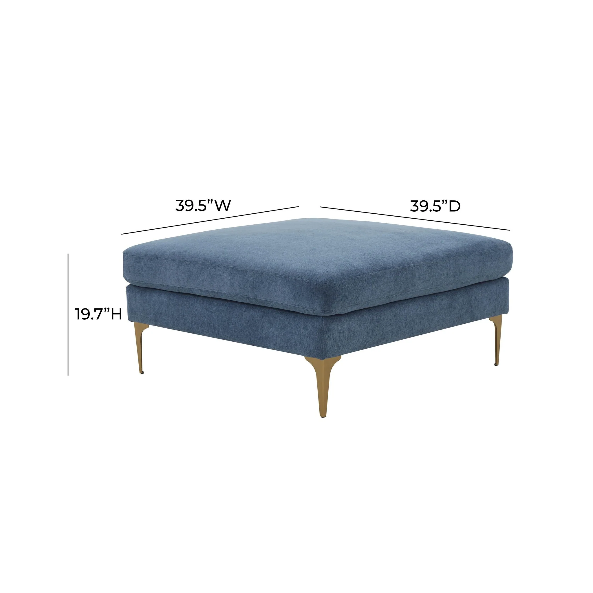 Serena Blue Velvet Ottoman - Image 5