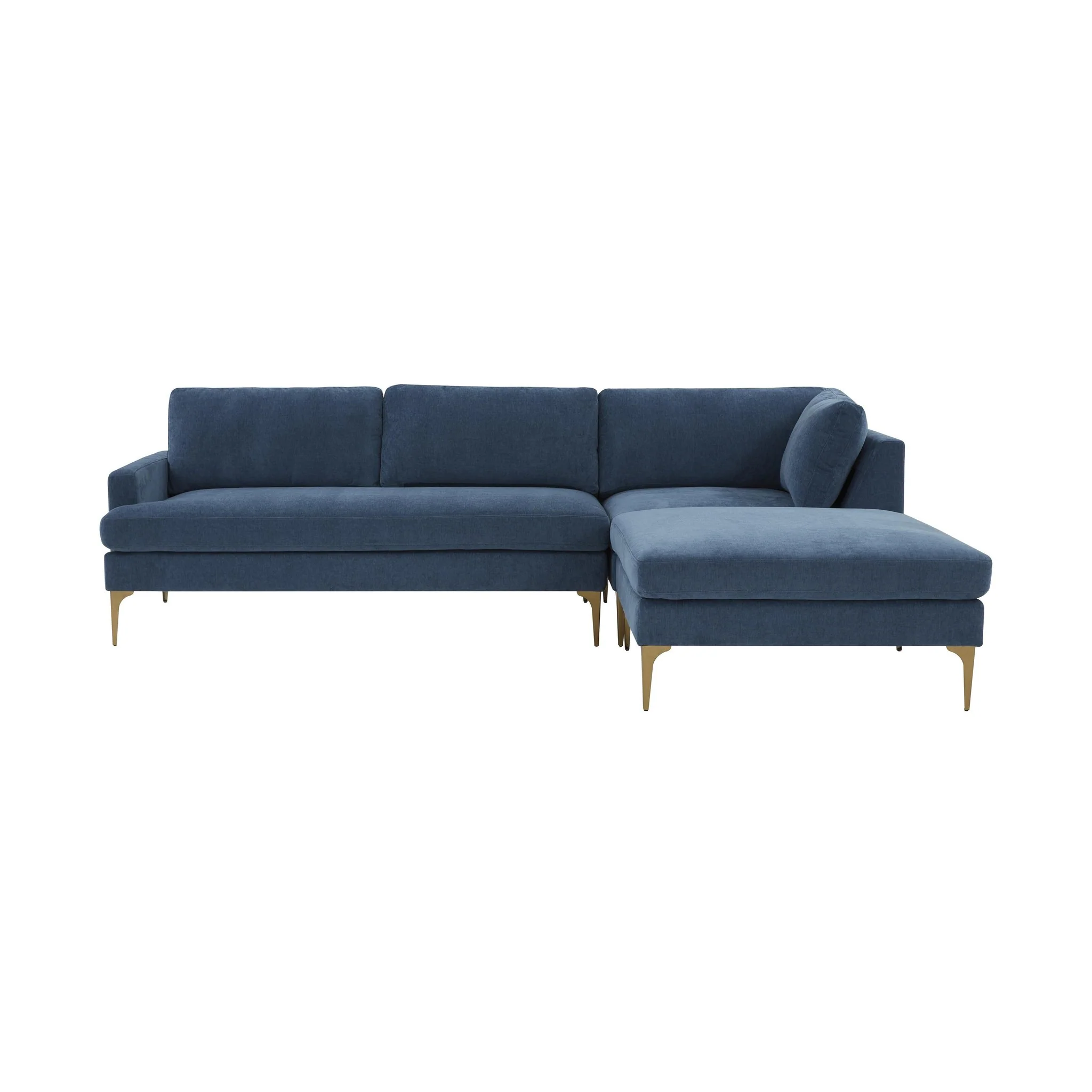 Serena Blue Velvet RAF Chaise Sectional - Image 3