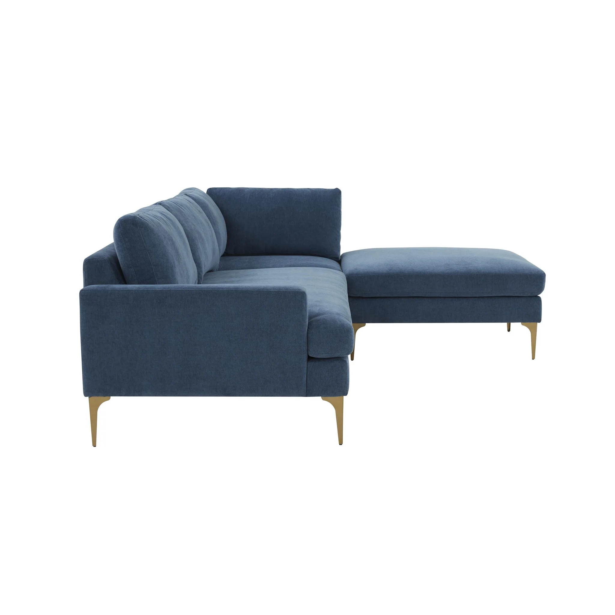 Serena Blue Velvet RAF Chaise Sectional - Image 4