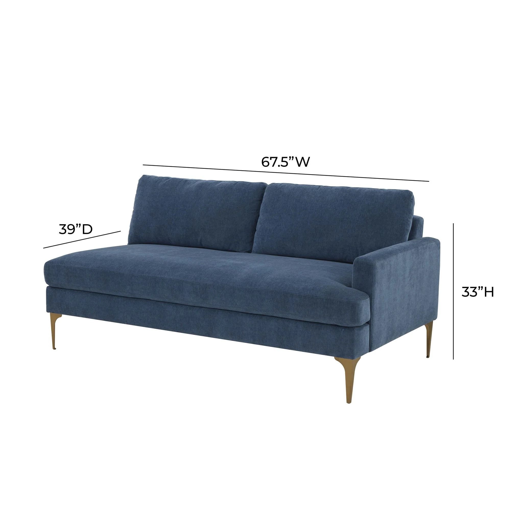 Serena Blue Velvet RAF Loveseat - Image 5
