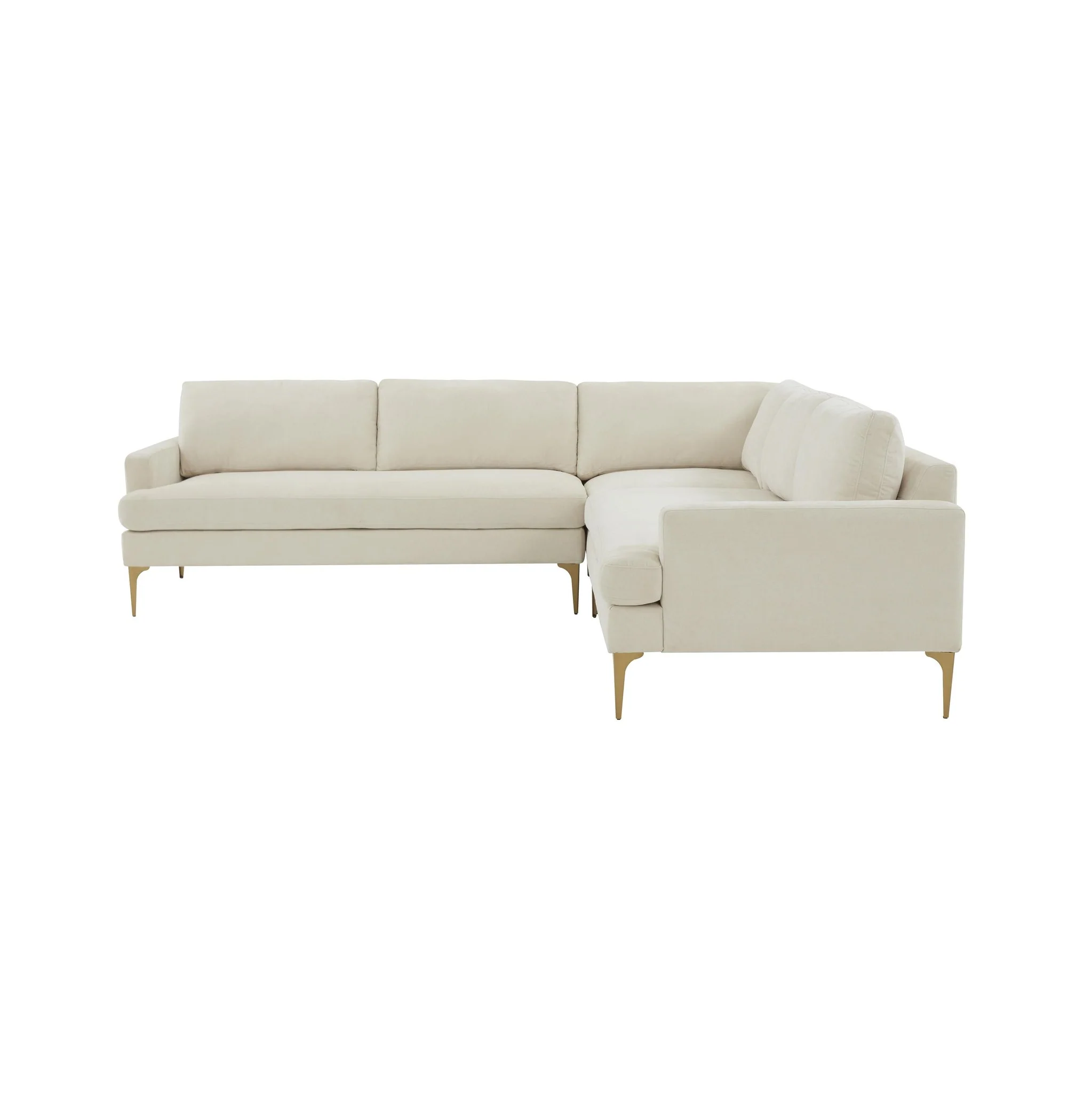 Serena Cream Velvet L-Sectional - Image 5
