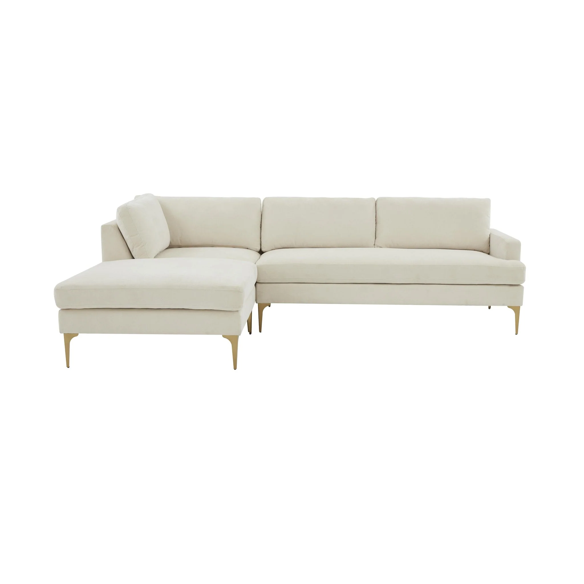 Serena Cream Velvet LAF Chaise Sectional - Image 3