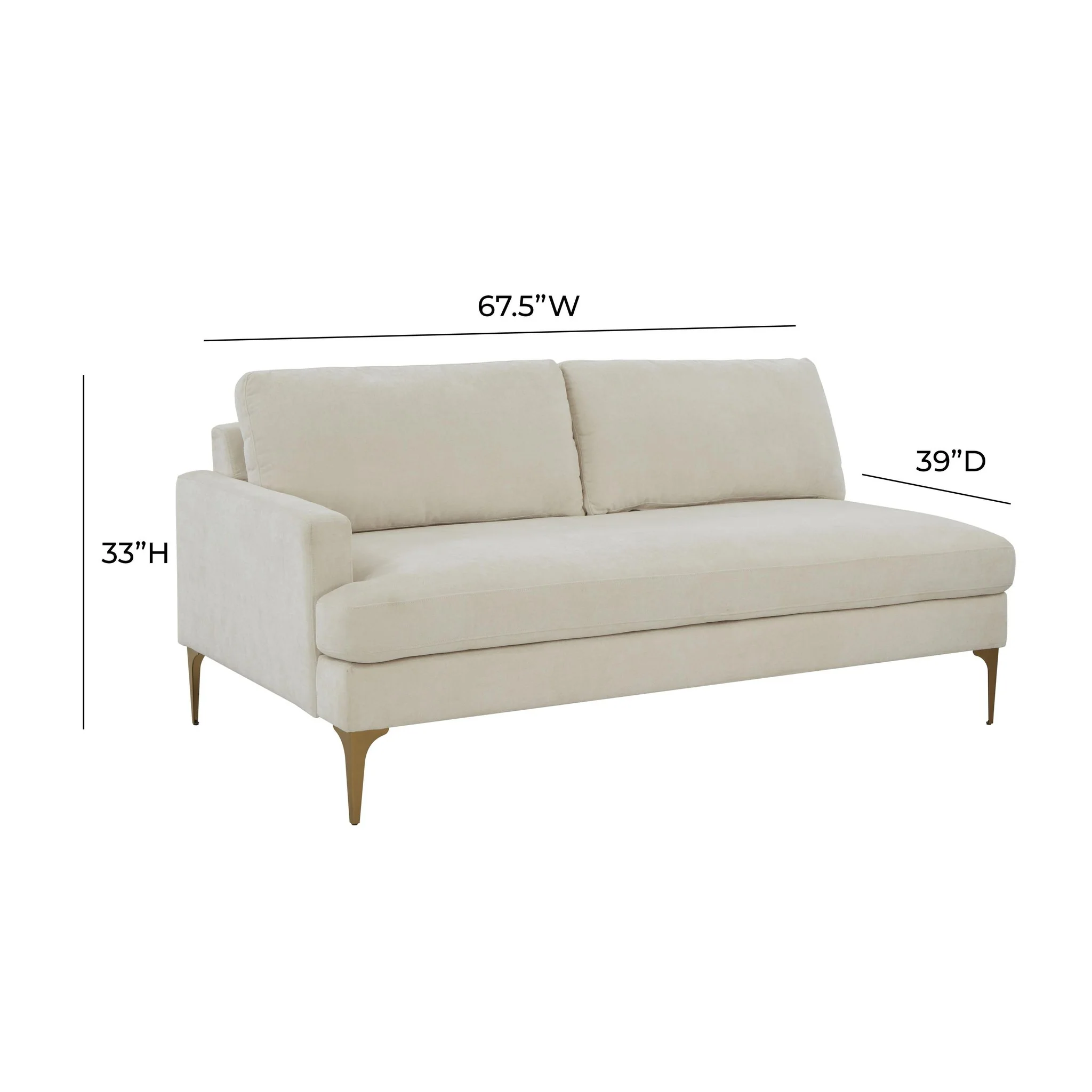 Serena Cream Velvet LAF Loveseat - Image 5