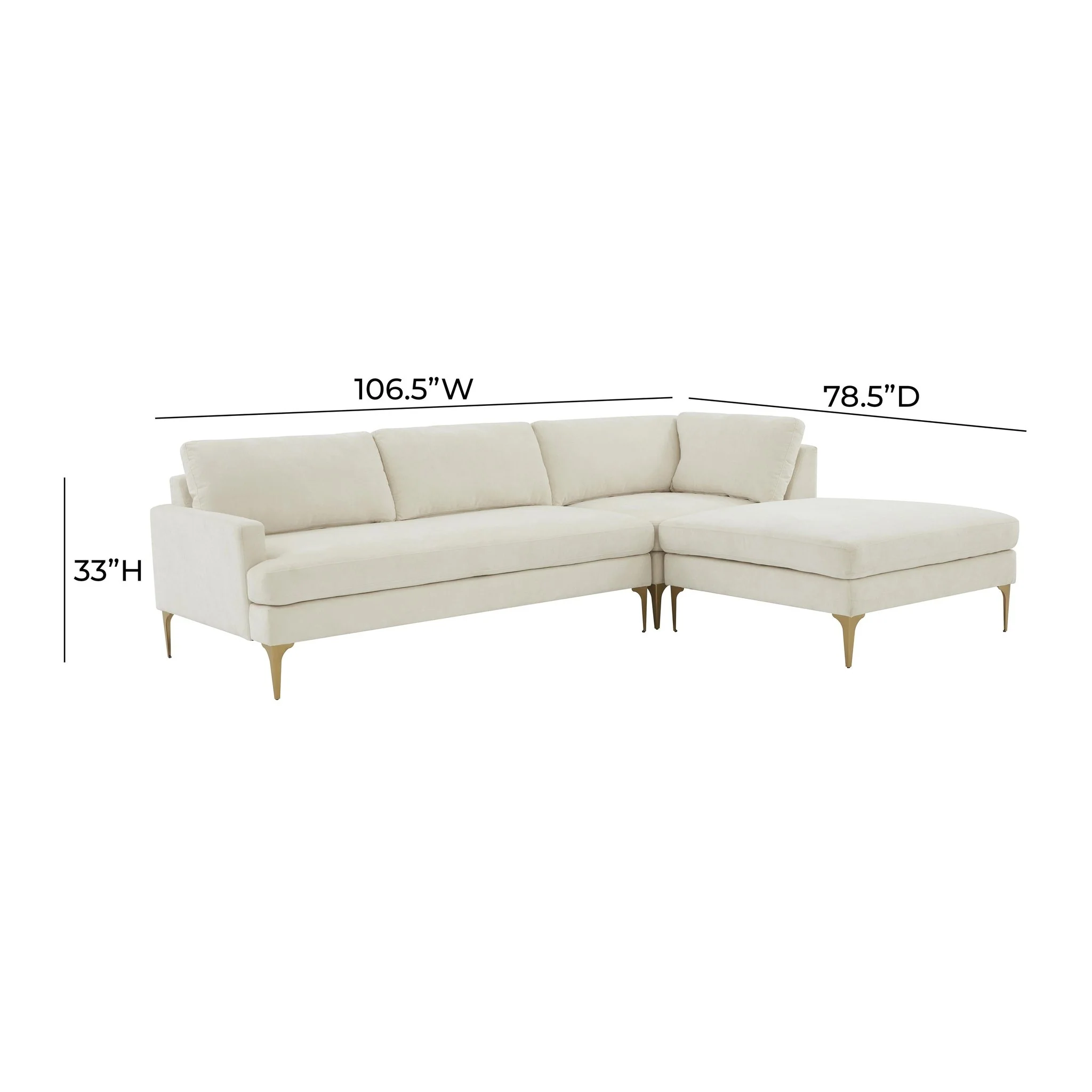 Serena Cream Velvet RAF Chaise Sectional - Image 6