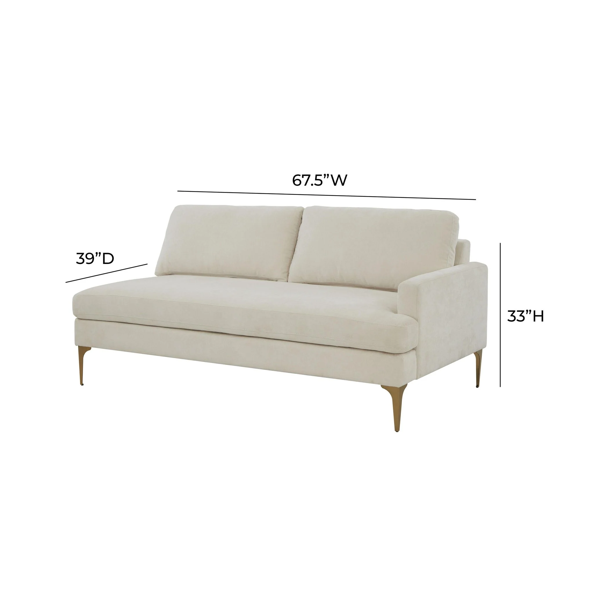 Serena Cream Velvet RAF Loveseat - Image 5