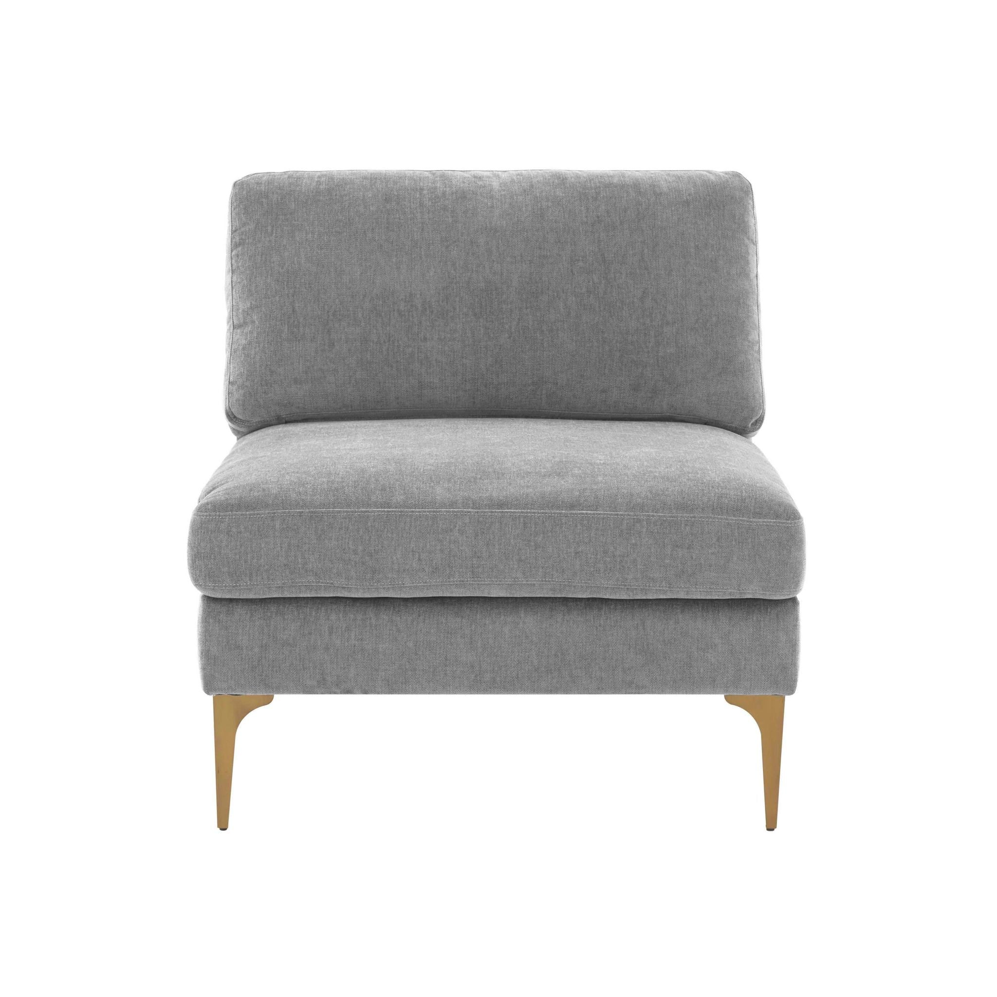 Serena Gray Velvet Armless Chair - Image 2