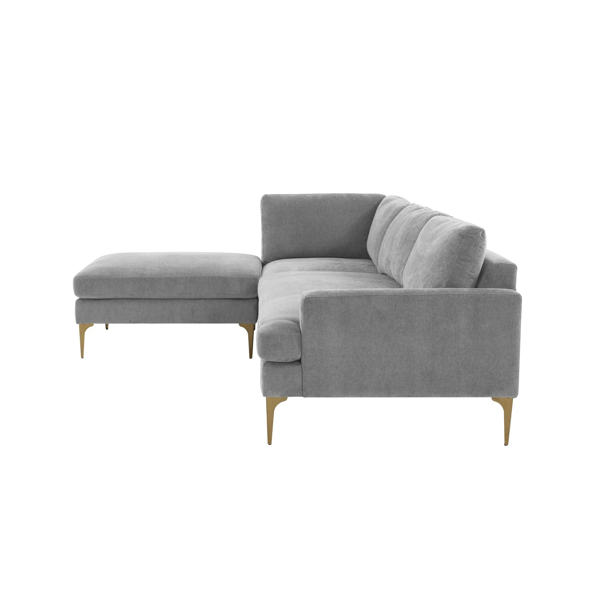 Serena Gray Velvet LAF Chaise Sectional - Image 4