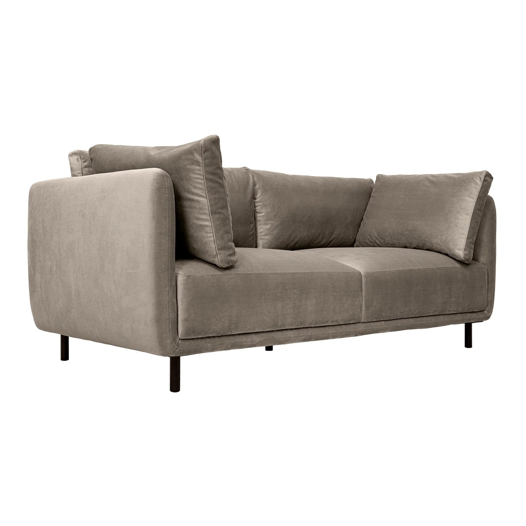 Serenity 79" Fossil Gray Velvet Sofa with Black Metal Legs - Image 2