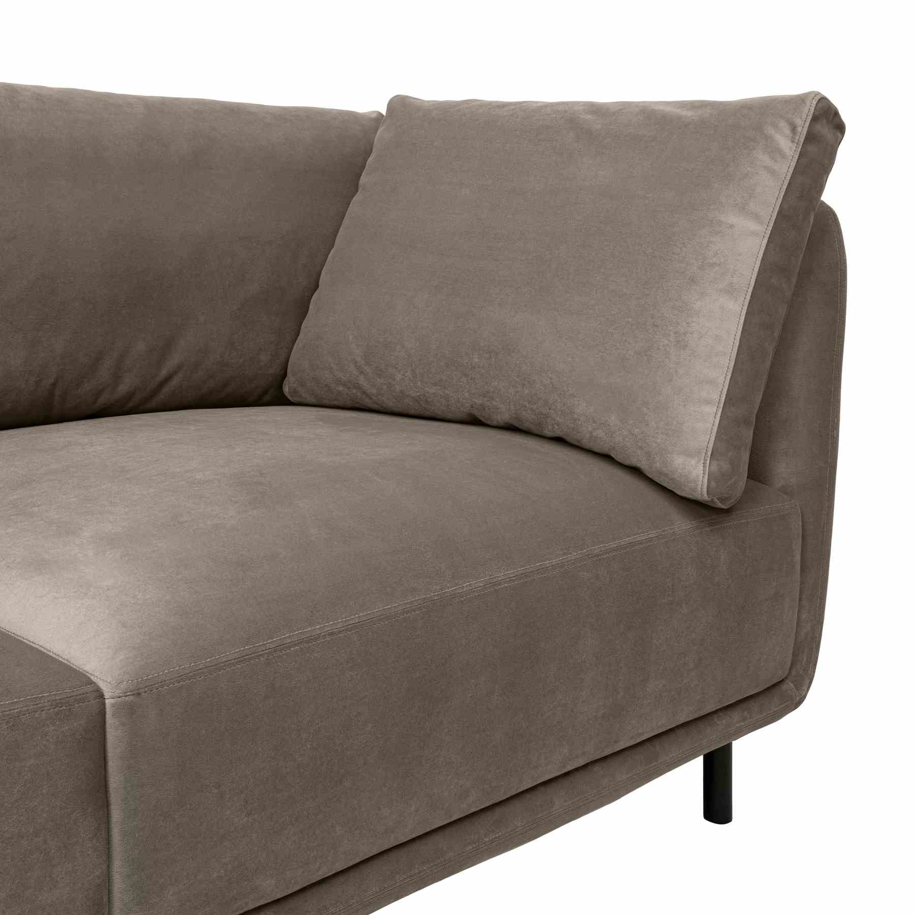 Serenity 79" Fossil Gray Velvet Sofa with Black Metal Legs - Image 6