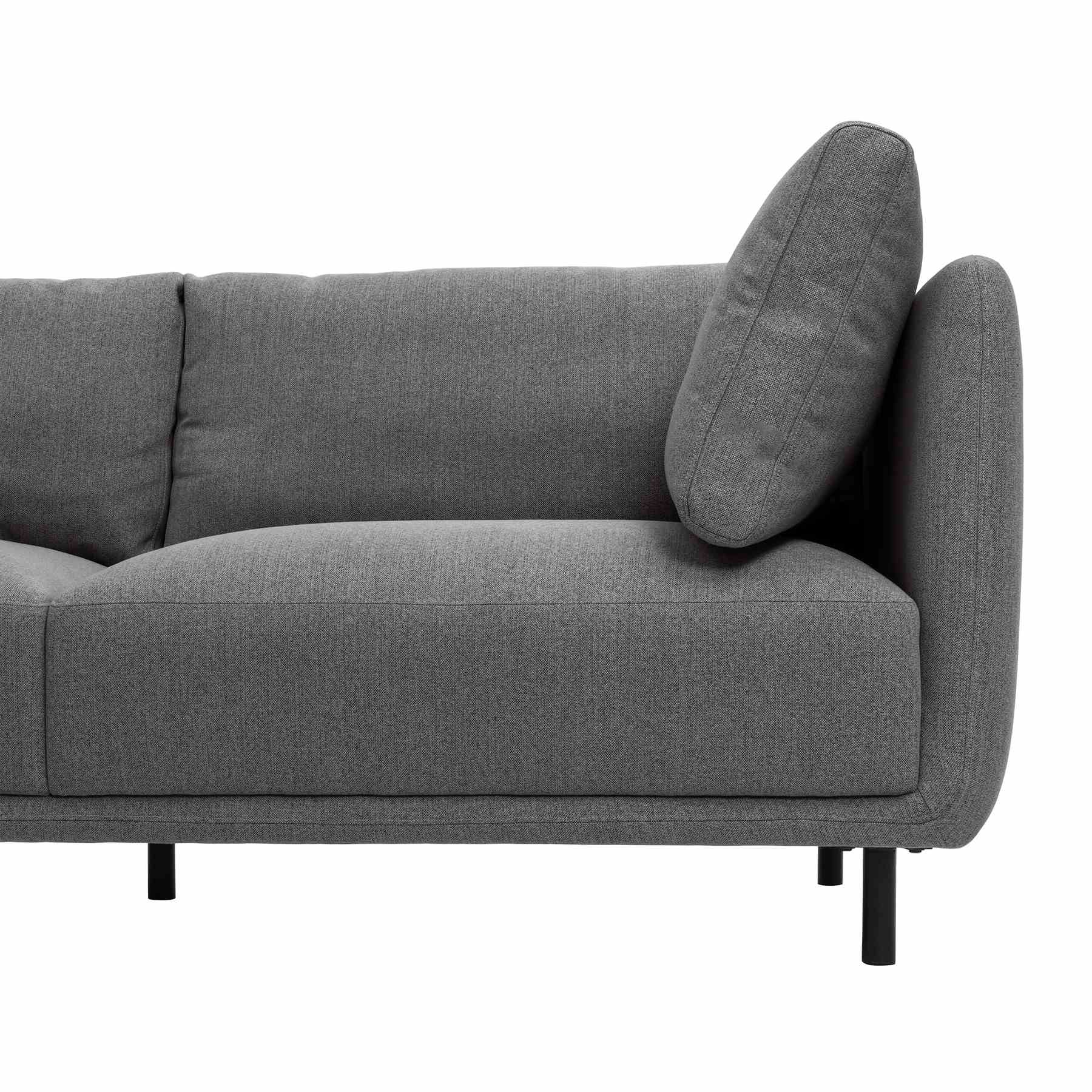 Serenity 79" Gray Fabric Sofa with Black Metal Legs - Image 5
