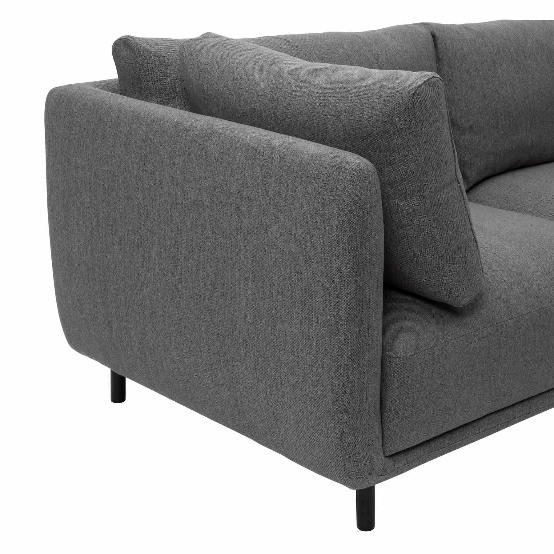 Serenity 79" Gray Fabric Sofa with Black Metal Legs - Image 6
