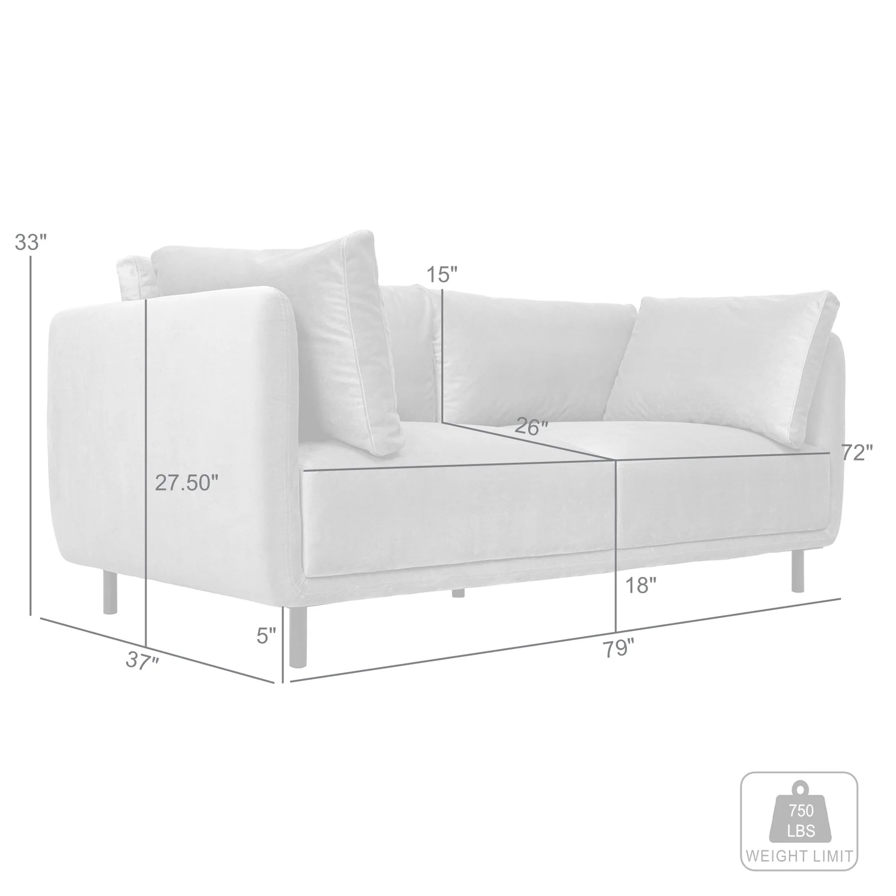 Serenity 79" Mauve Velvet Sofa with Black Metal Legs - Image 8
