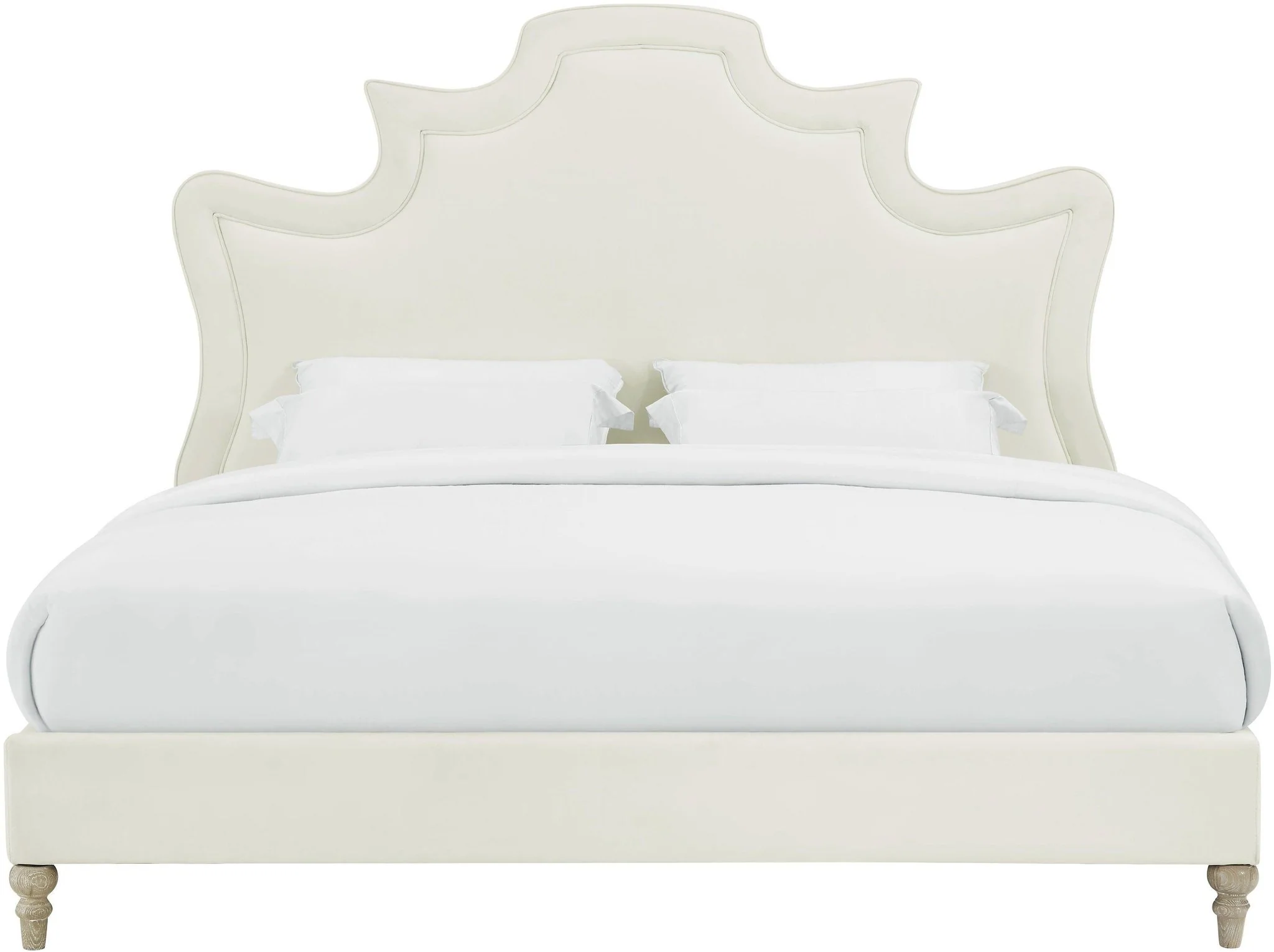 Serenity Cream Velvet Bed in Queen - Image 3