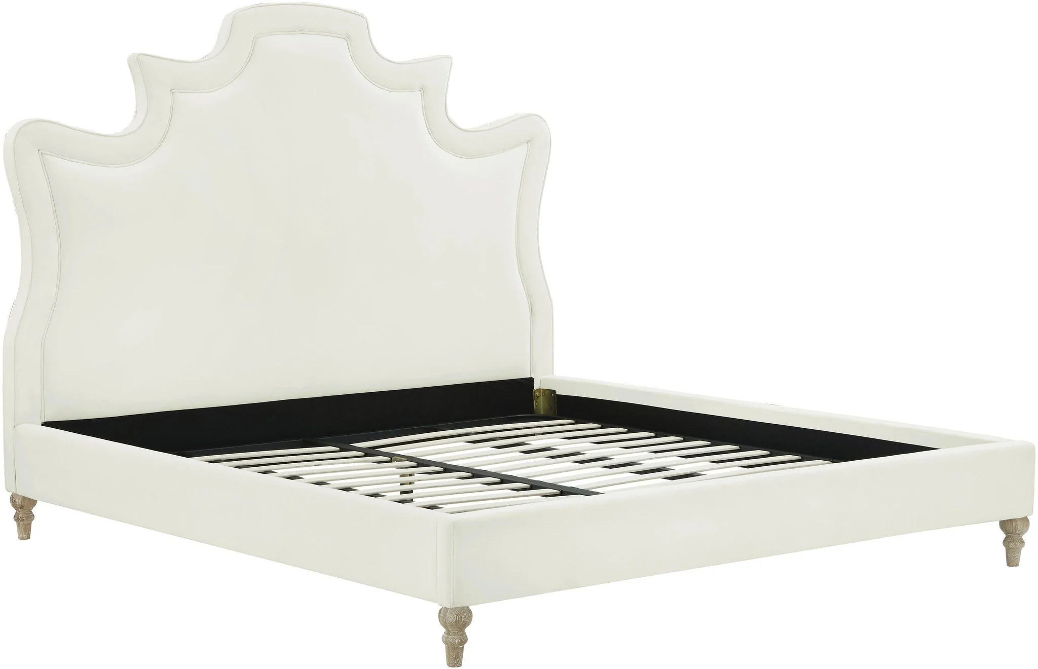 Serenity Cream Velvet Bed in Queen - Image 4