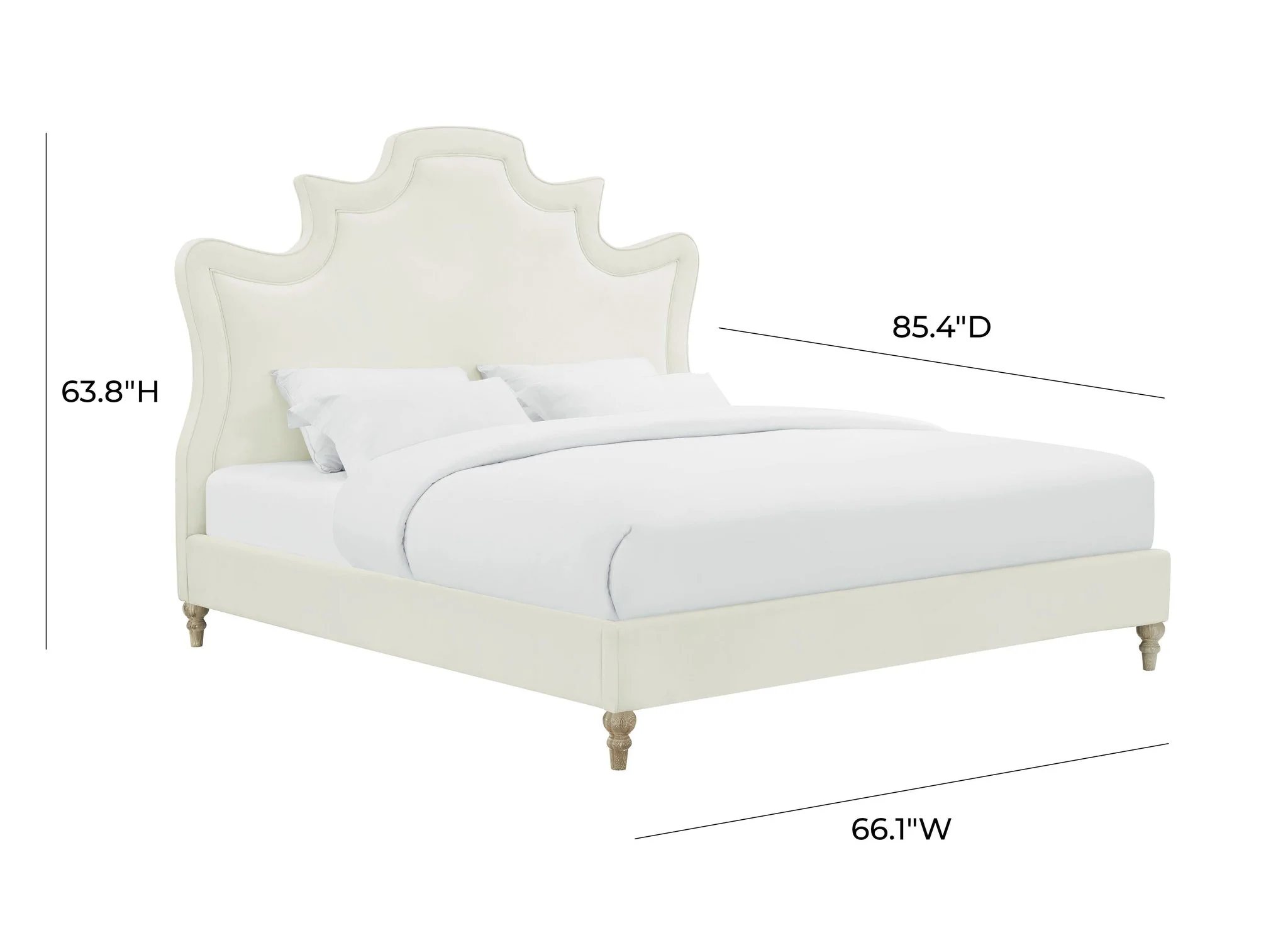 Serenity Cream Velvet Bed in Queen - Image 6