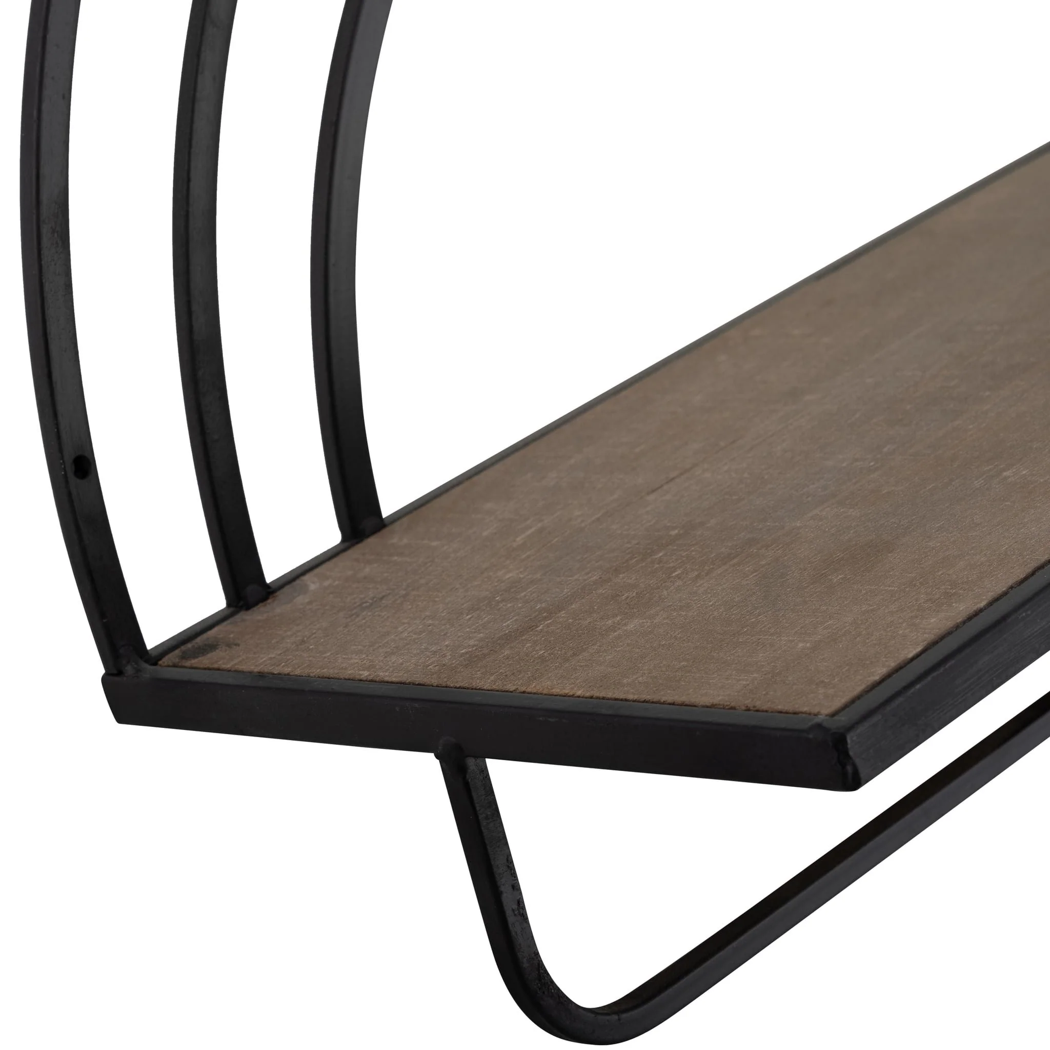 Set/2 Wood/metal Rainbow Style Sheves, Brown/black - Image 7