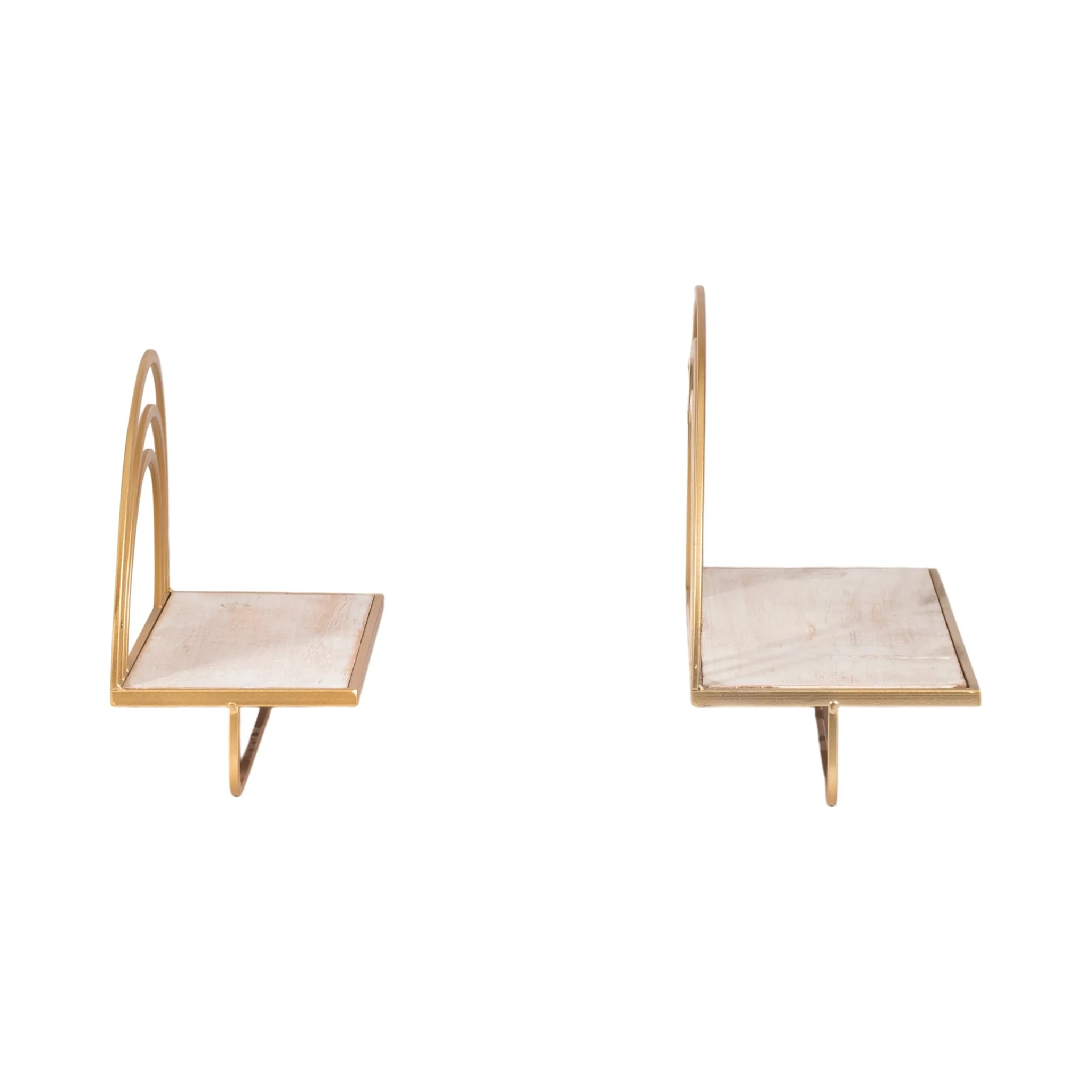 Set/2 Wood/metal Rainbow Style Sheves, Wht/gld - Image 3