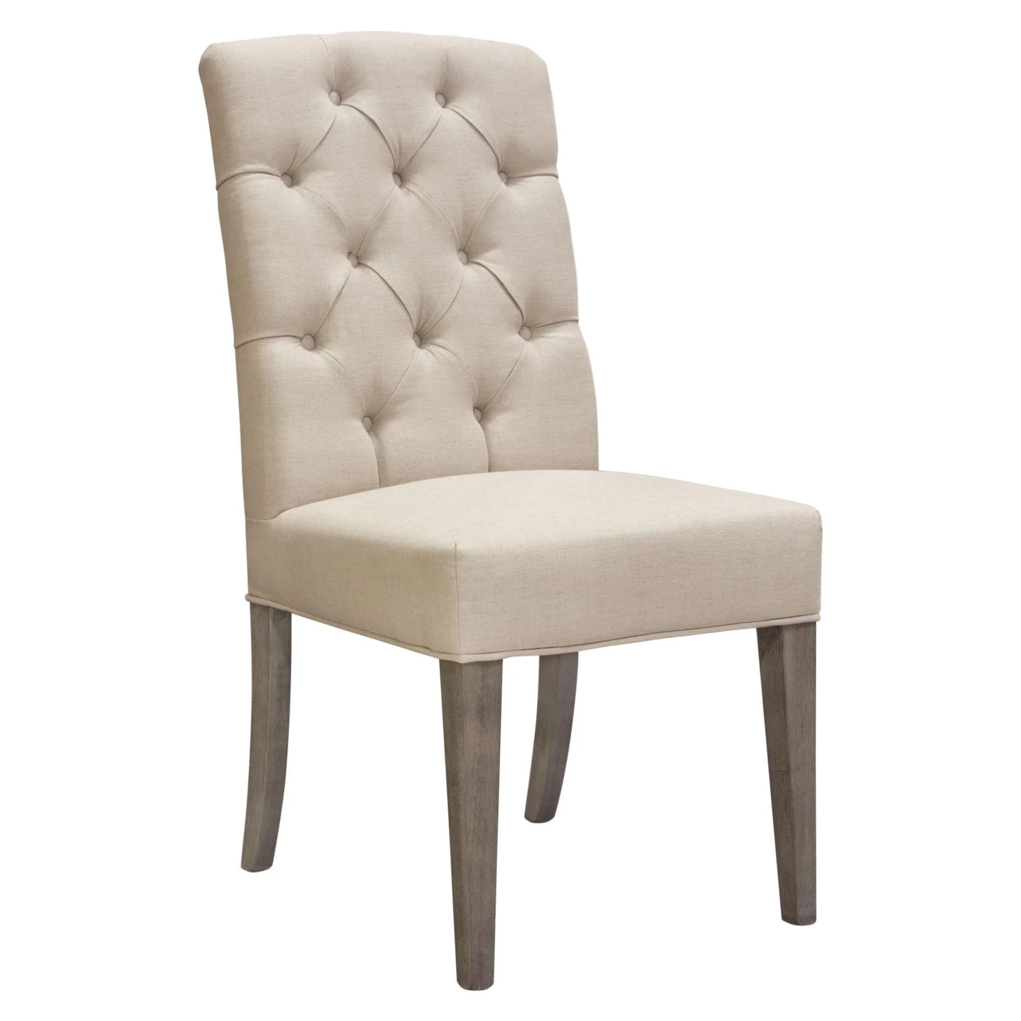 Set of Two Napa Tufted Dining Side Chairs in Sand Linen Fabric with Wood Legs in Grey Oak Finish by Diamond Sofa - Image 4
