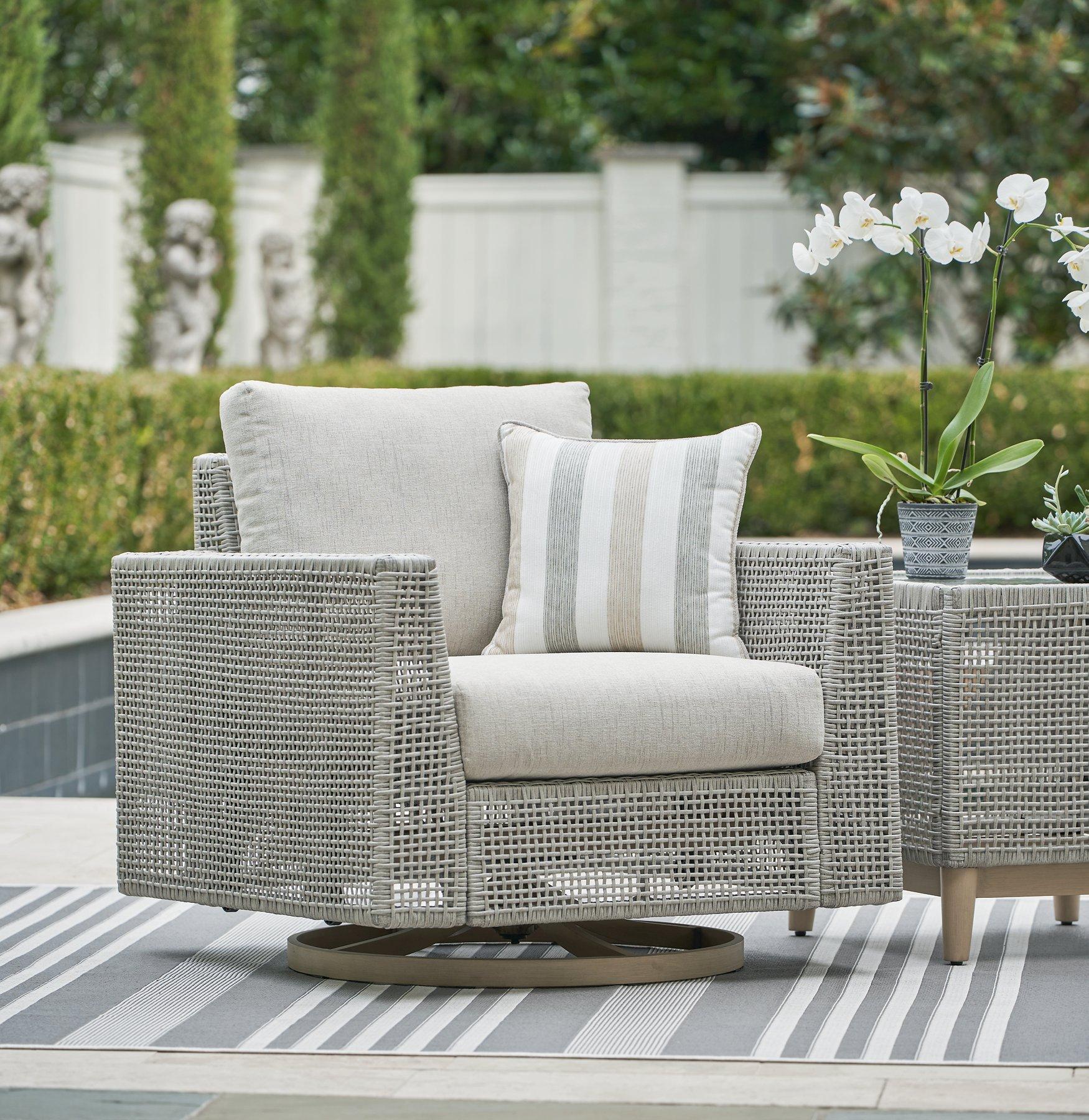 Seton Creek Outdoor Swivel Lounge with Cushion - Image 2