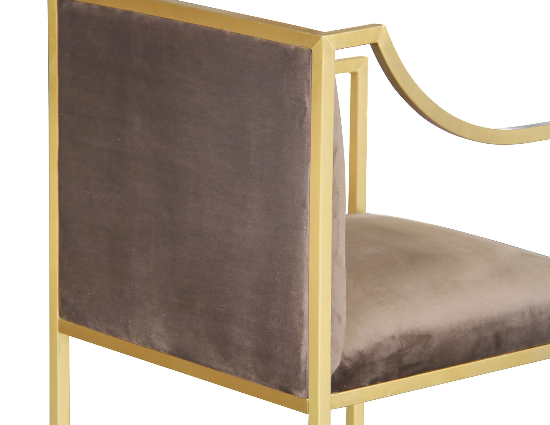 Seville Contemporary Dining Chair in Brushed Gold Finish and Brown Fabric - Image 4