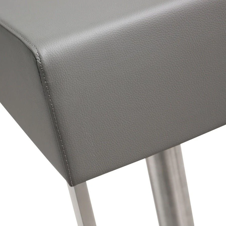 Seville Grey Performance Vegan Leather and Stainless Steel Adjustable Barstool - Image 7