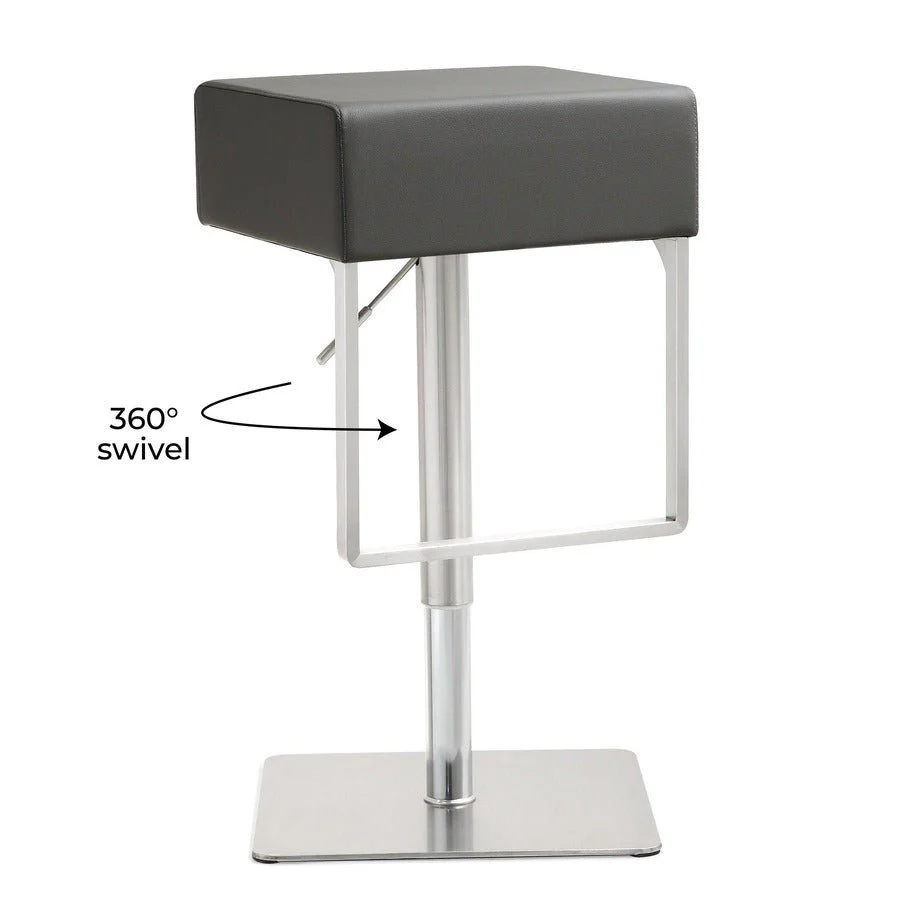 Seville Grey Performance Vegan Leather and Stainless Steel Adjustable Barstool - Image 8