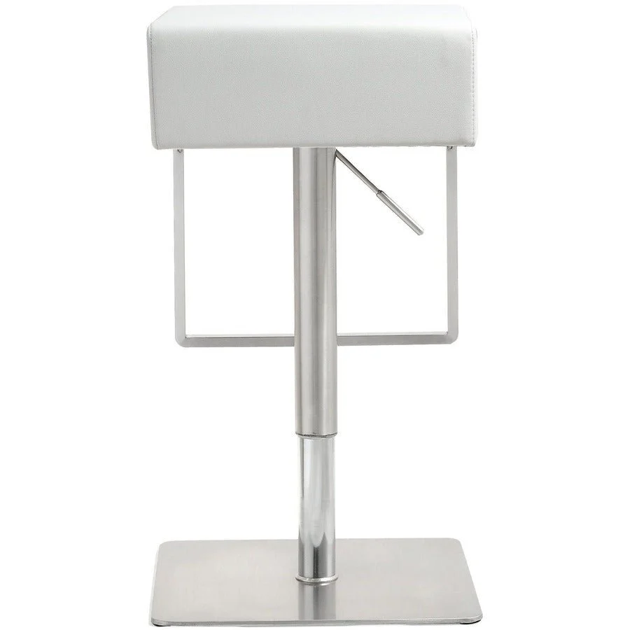 Seville White Performance Vegan Leather and Stainless Steel Adjustable Barstool - Image 4