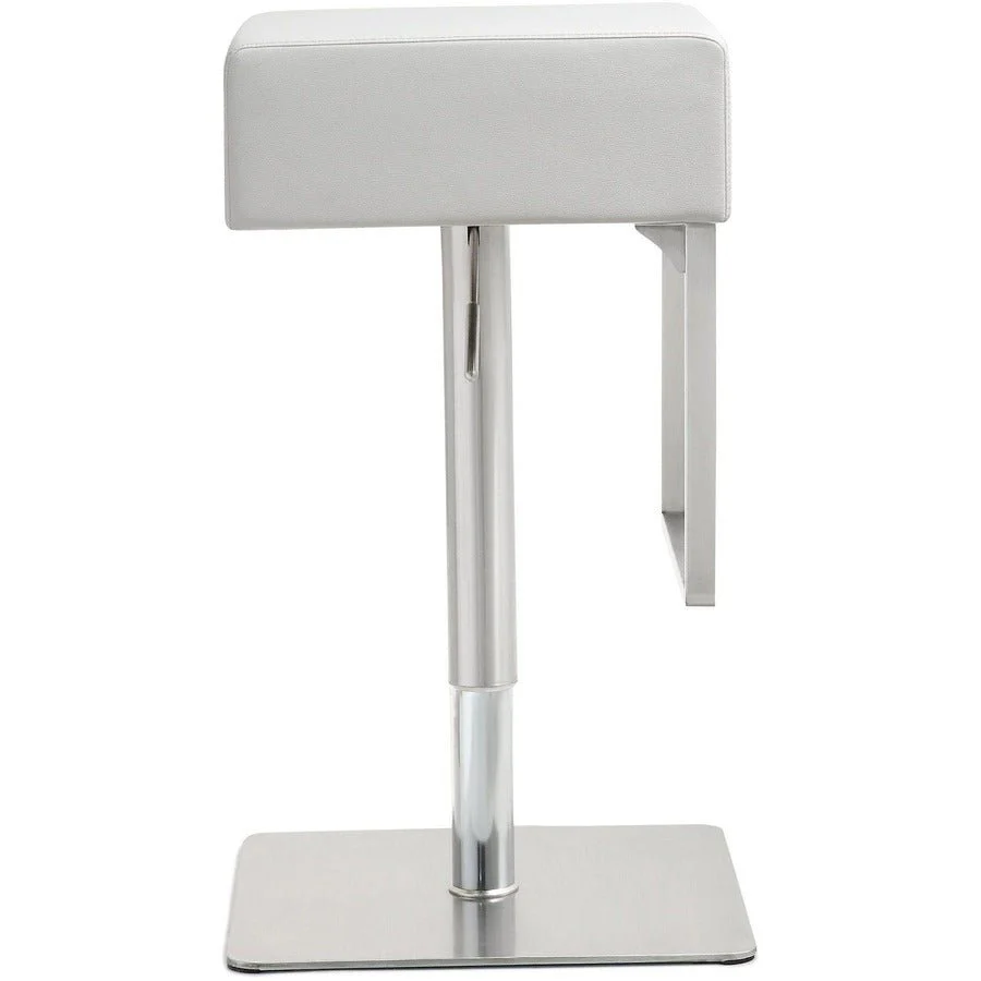Seville White Performance Vegan Leather and Stainless Steel Adjustable Barstool - Image 5