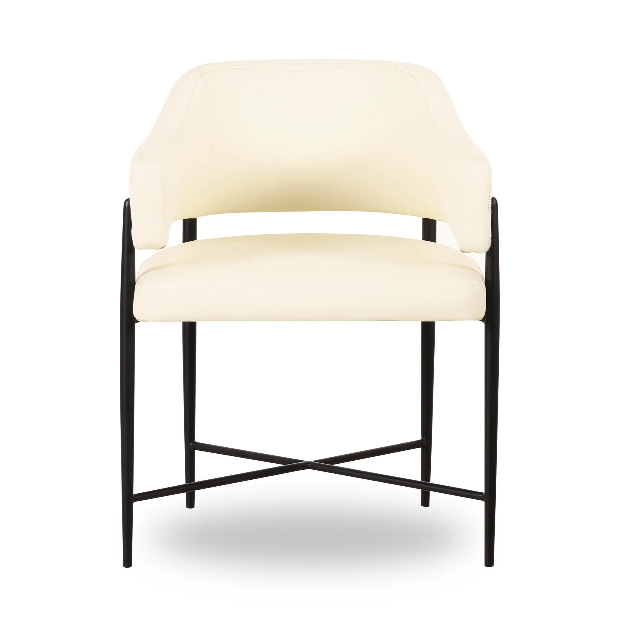 Sezanne Cream Vegan Leather and 2-Tone Jacquard Dining Chair - Image 3