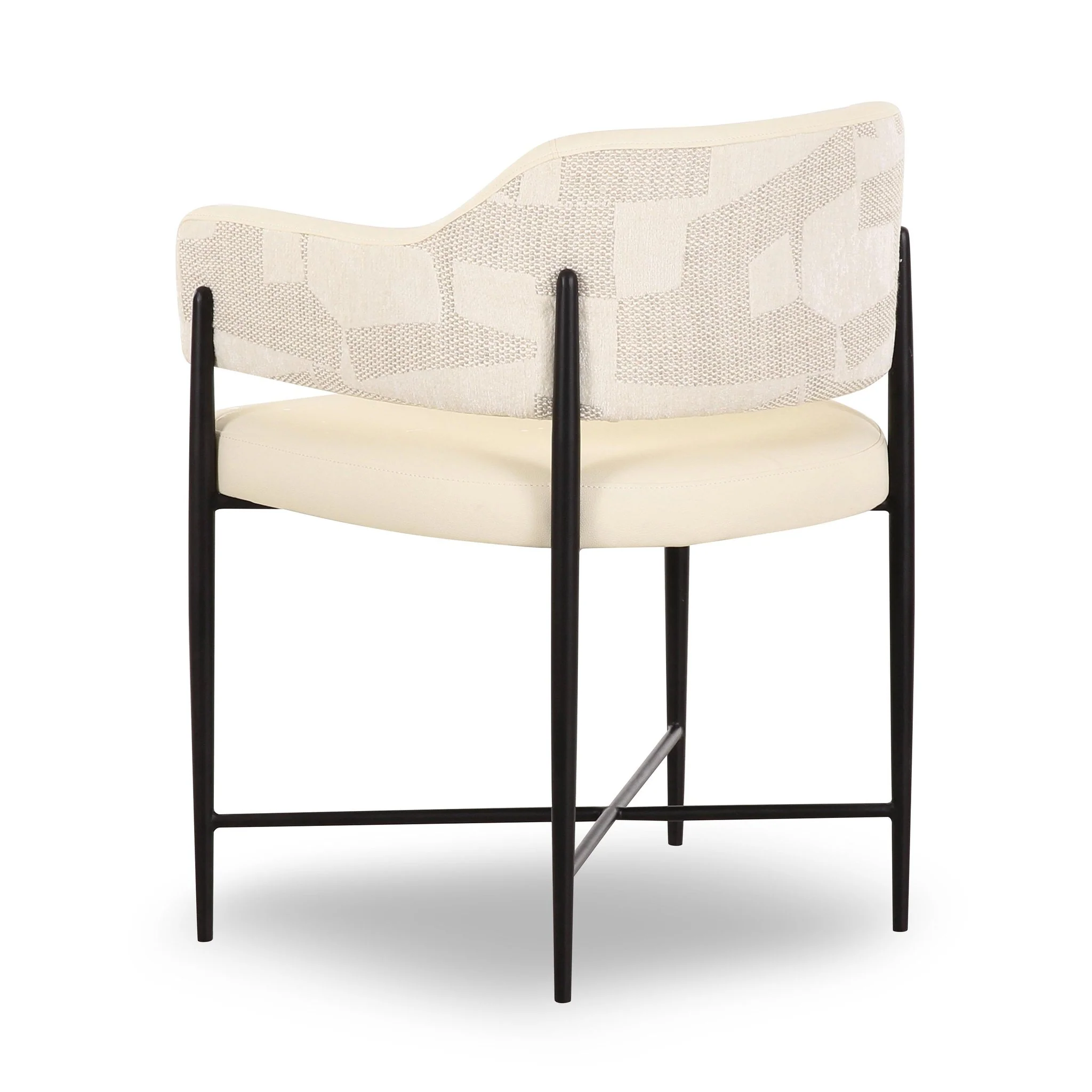 Sezanne Cream Vegan Leather and 2-Tone Jacquard Dining Chair - Image 4